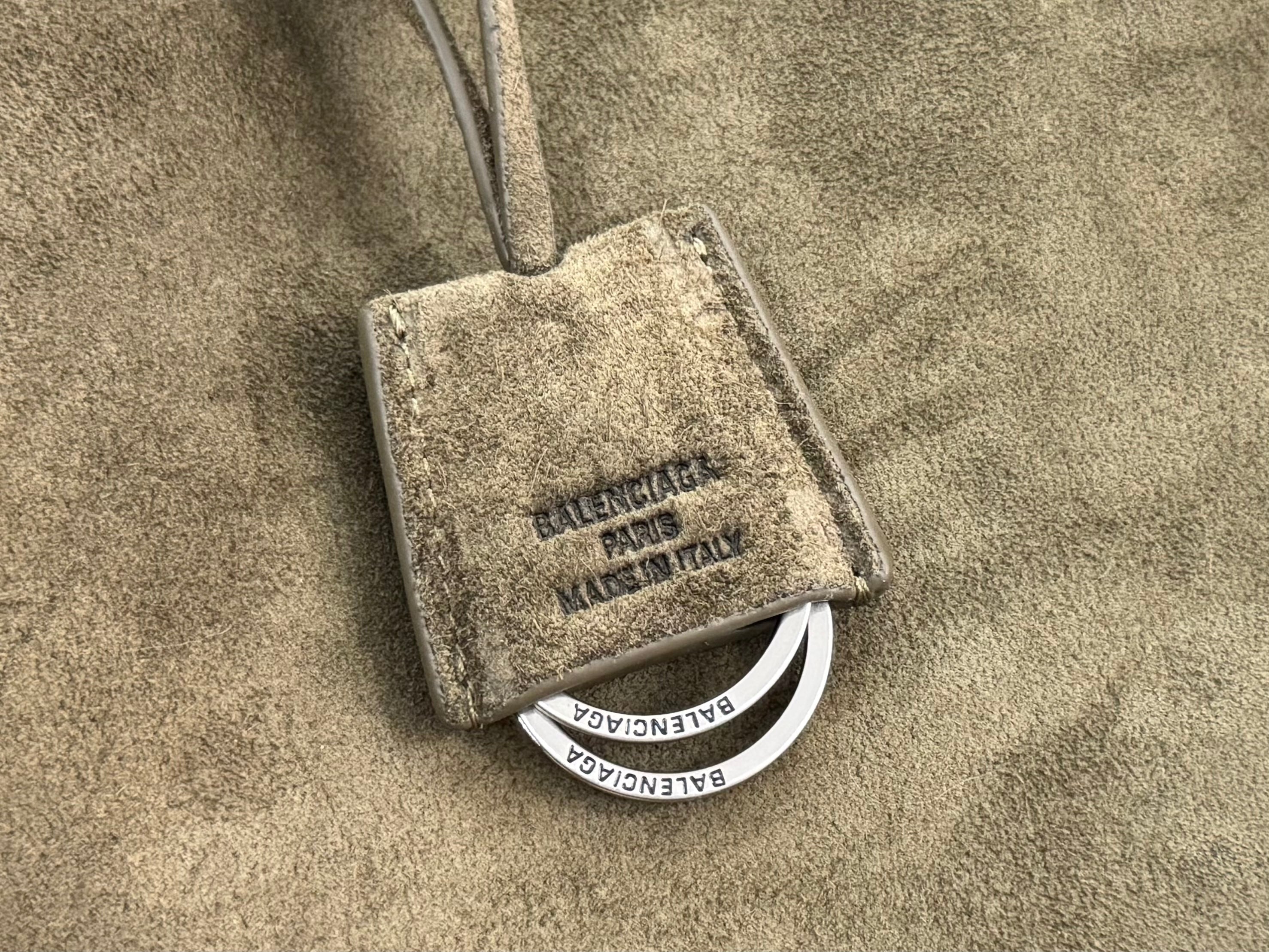 Balenciaga LargeBag 40 Olive Green Suede Sliver Hardware