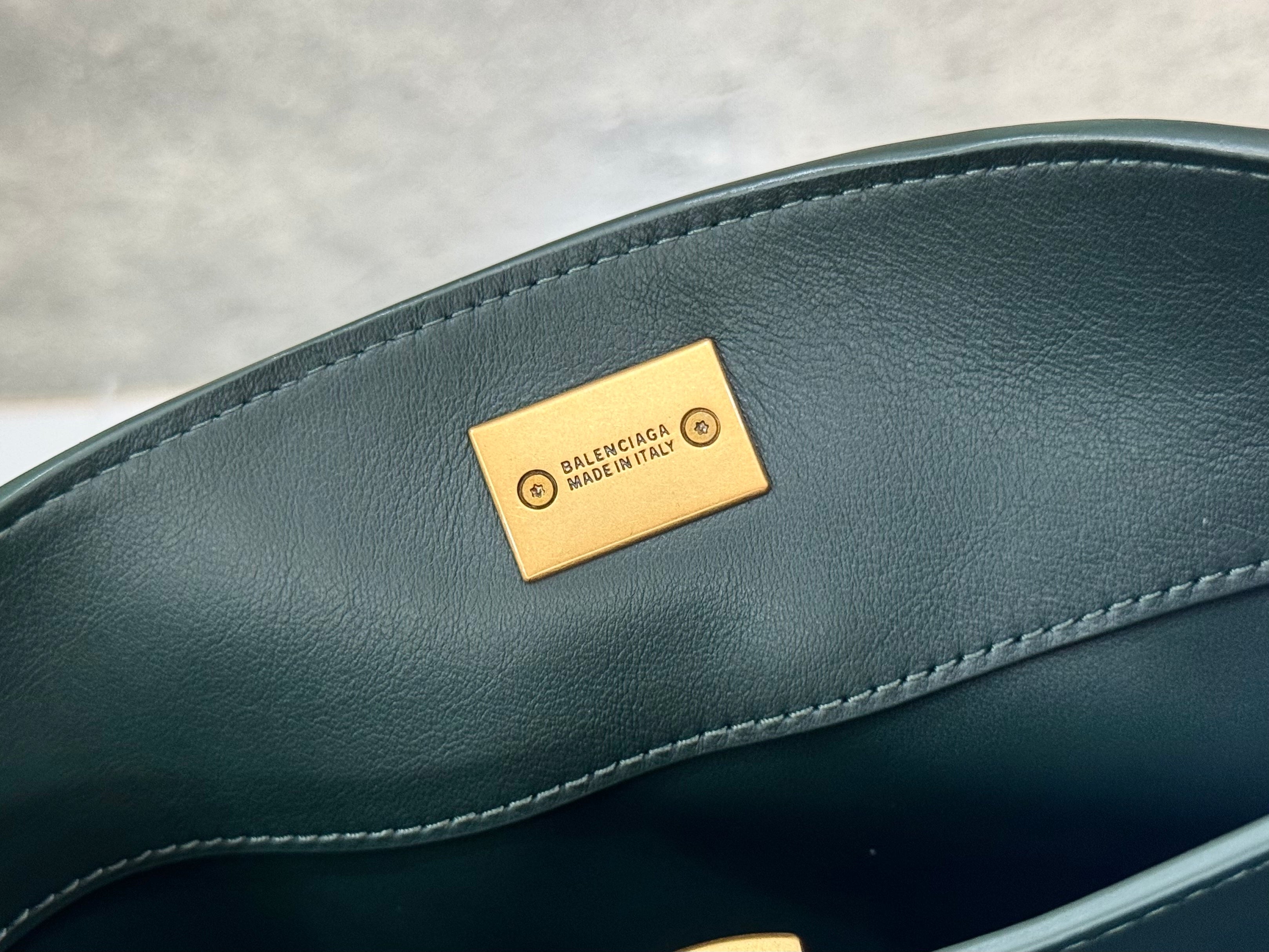 Balenciaga Mini Bag 22 Dark Green Calfskin Gold Hardware