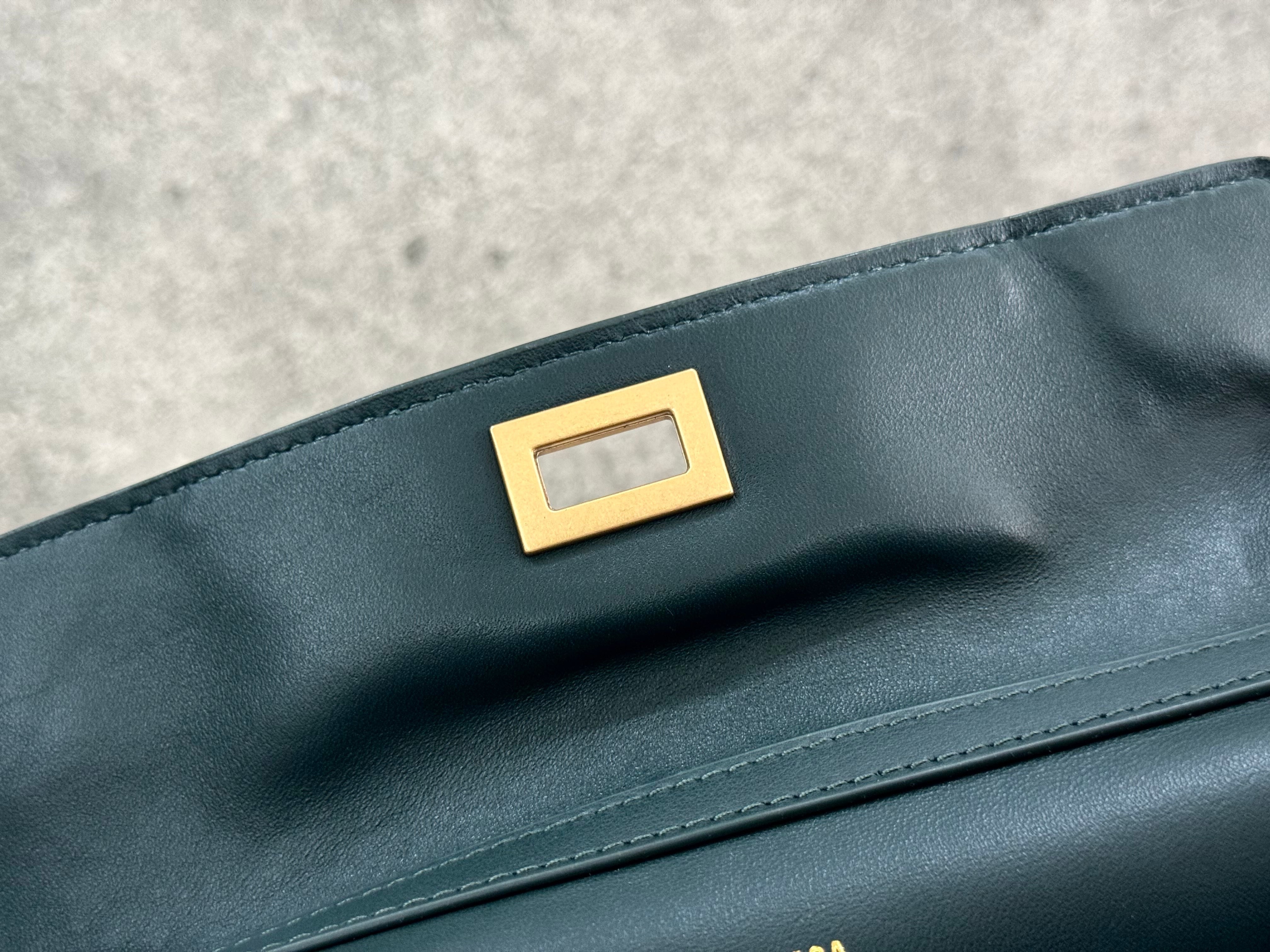 Balenciaga Mini Bag 22 Dark Green Calfskin Gold Hardware