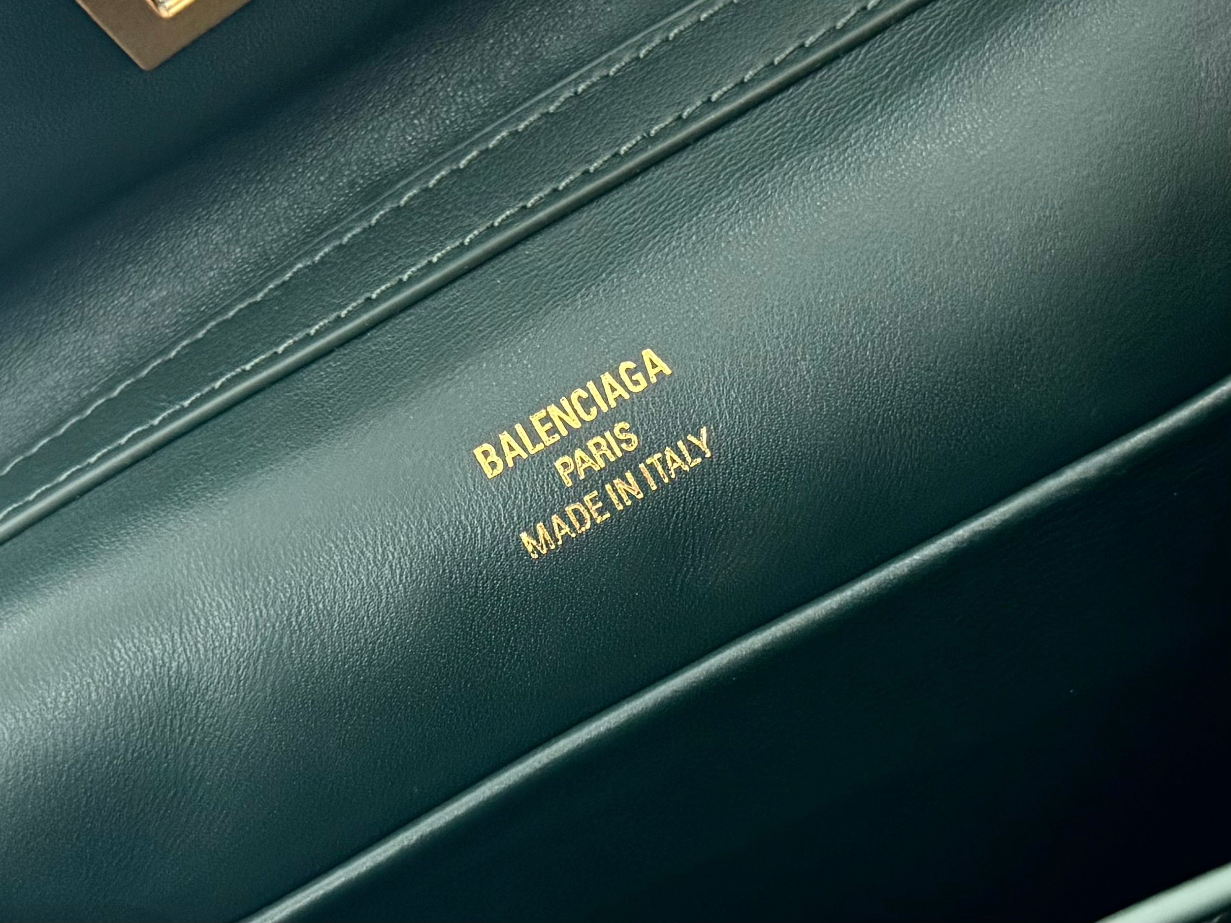Balenciaga Mini Bag 22 Dark Green Calfskin Gold Hardware