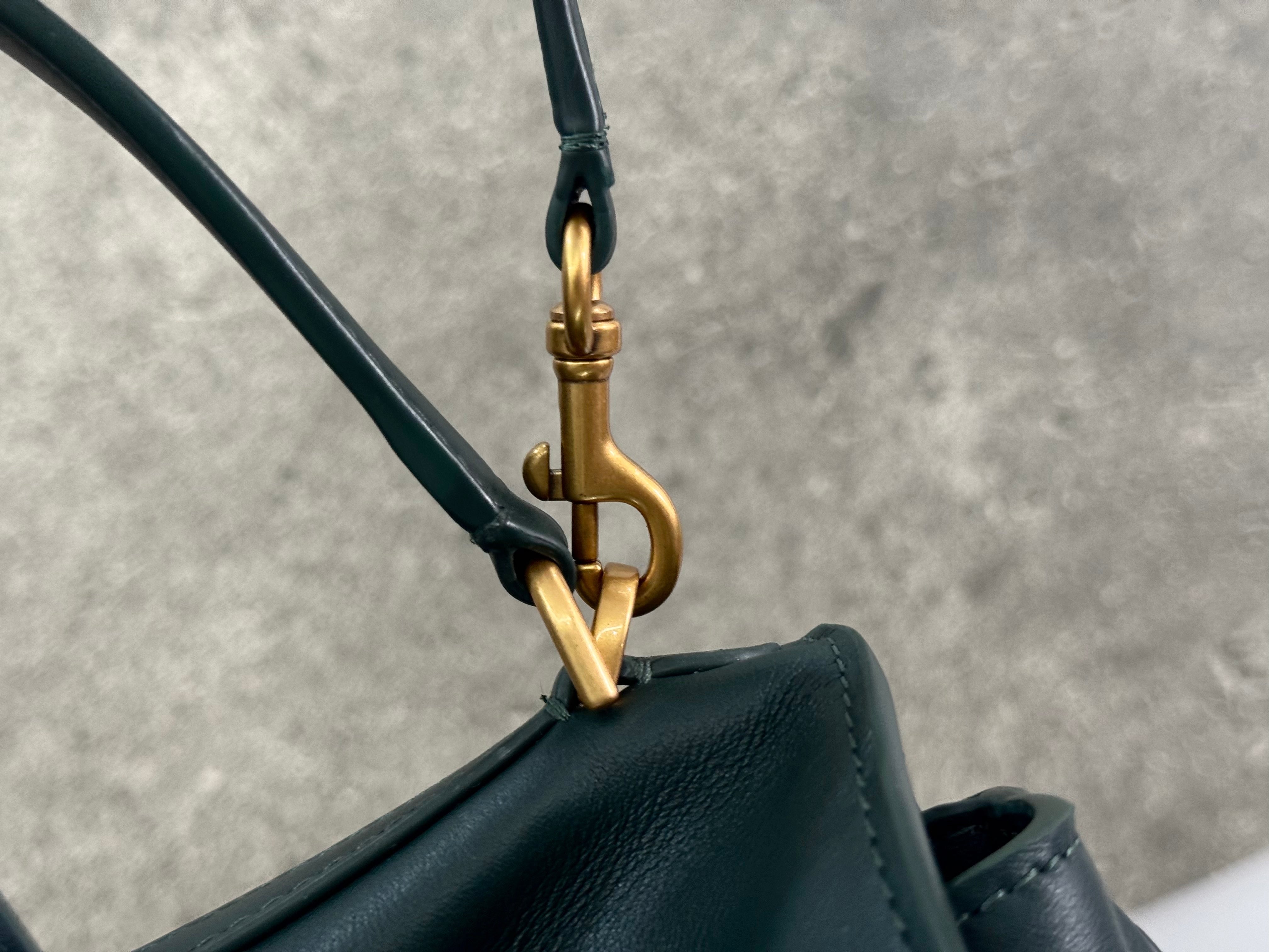 Balenciaga Mini Bag 22 Dark Green Calfskin Gold Hardware