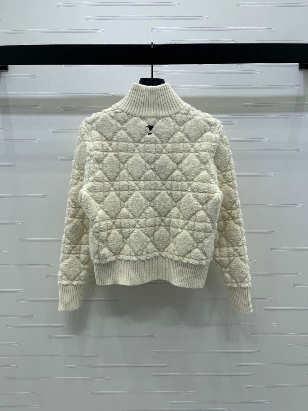 CD 25 Cardigan Stand Collar Light Beige Wool