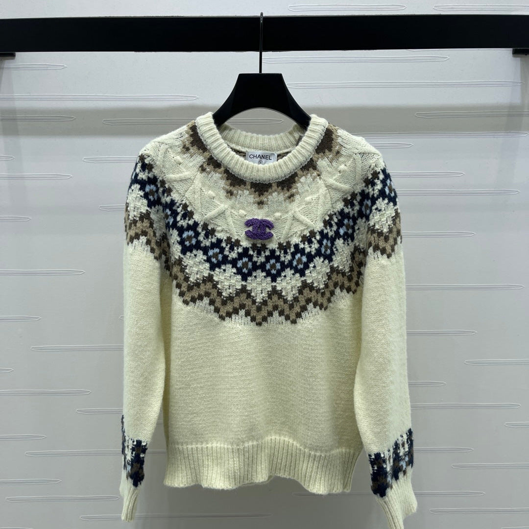 Chanel 2025 Sweater Cream Mix Colors Wool Nylon 319615