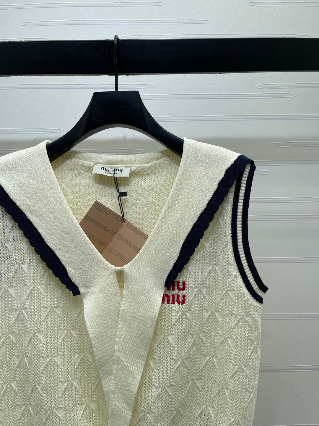 Miumiu 2026 Cable-knit Sleeveless Sweater Vest Cream Cotton