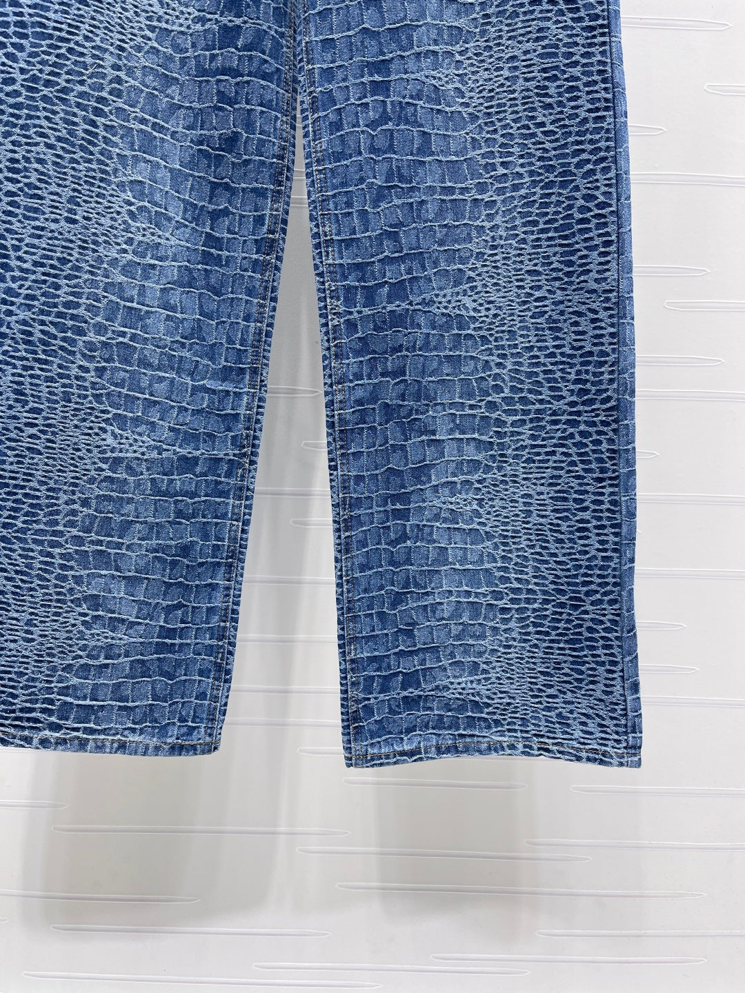 Chanel 2026 Crocodile-embossed High-waisted Jean Blue Cotton 363373