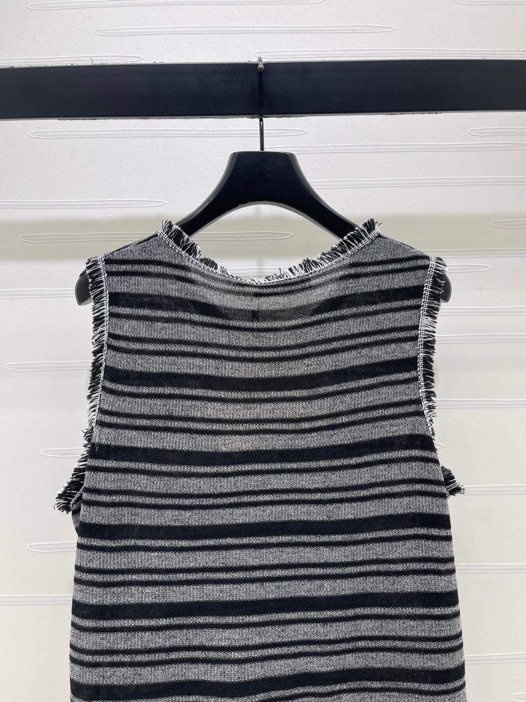 Miumiu 2026 Striped Knitted Vest Black Grey Wool Polyester 766322