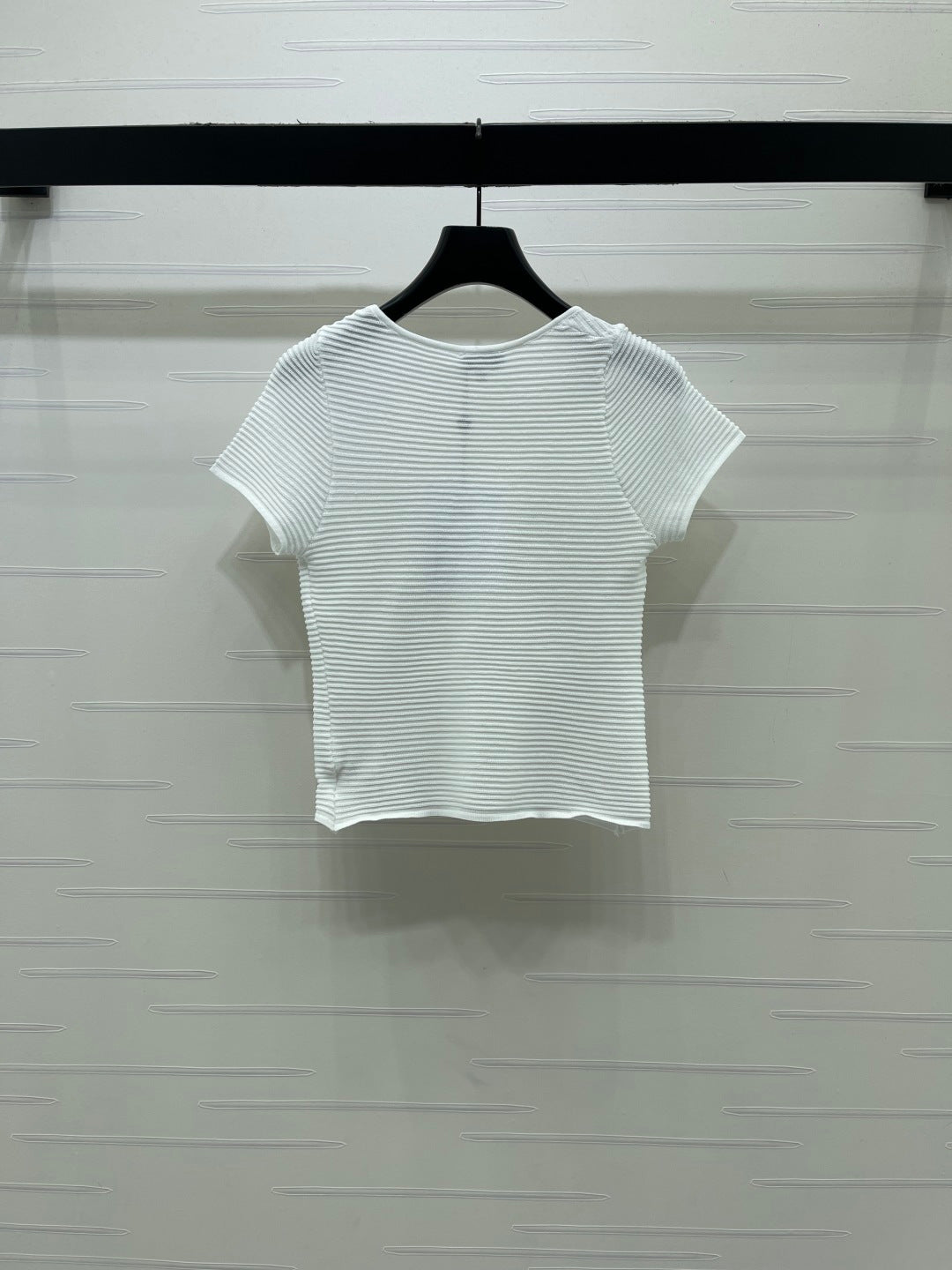 Chanel 2026 Lace Sequin Bow Knit Short-Sleeve T-Shirt Viscose 390731