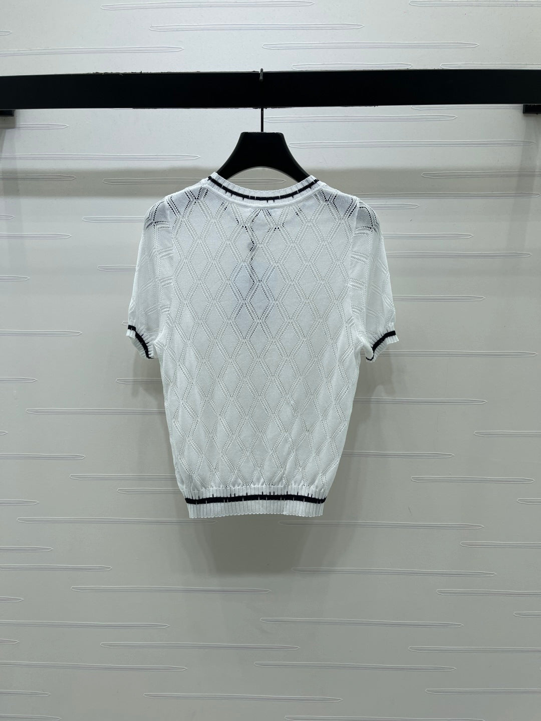 Chanel 2026 Diamond Pattern Knit Short-Sleeve T-Shirt Tencel 397443
