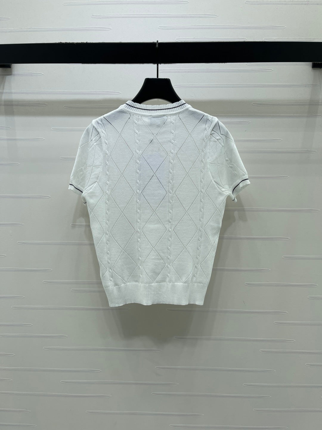 Chanel 2026 Diamond Pattern 3D Floral Knit Short Sleeve Cotton 397419
