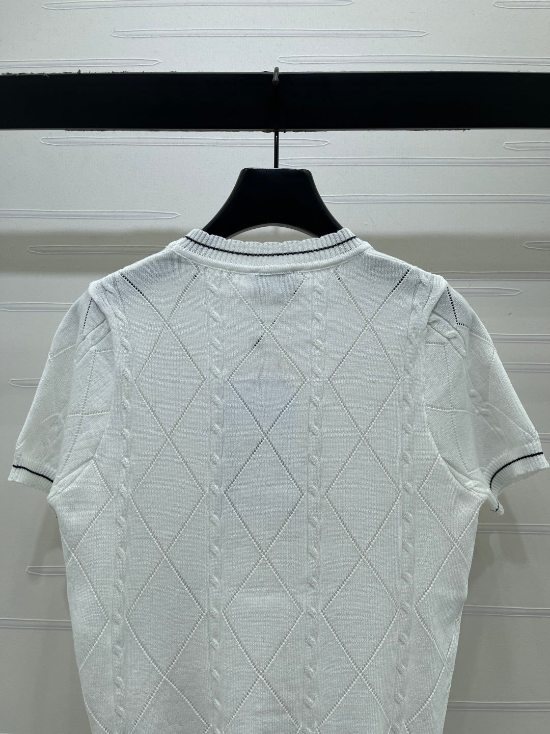 Chanel 2026 Diamond Pattern 3D Floral Knit Short Sleeve Cotton 397419