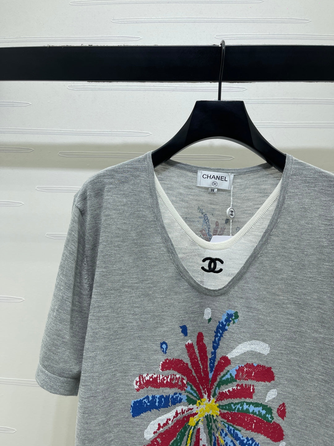 Chanel 2026 Shirt Grey White Wool 401602