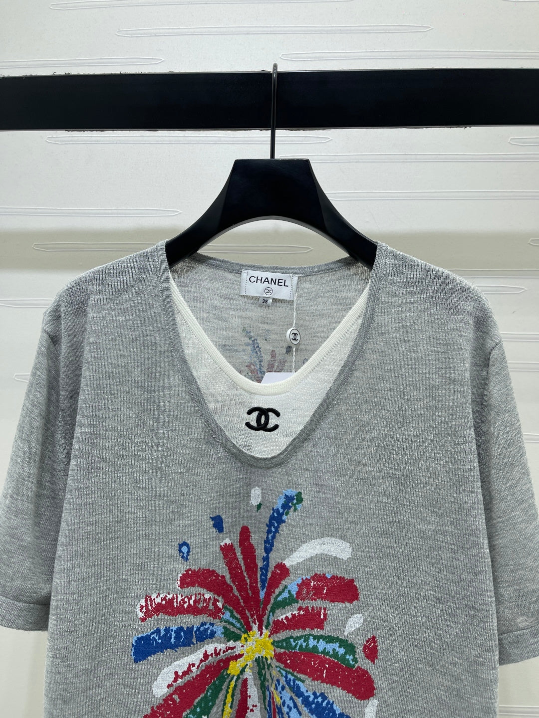Chanel 2026 Shirt Grey White Wool 401602