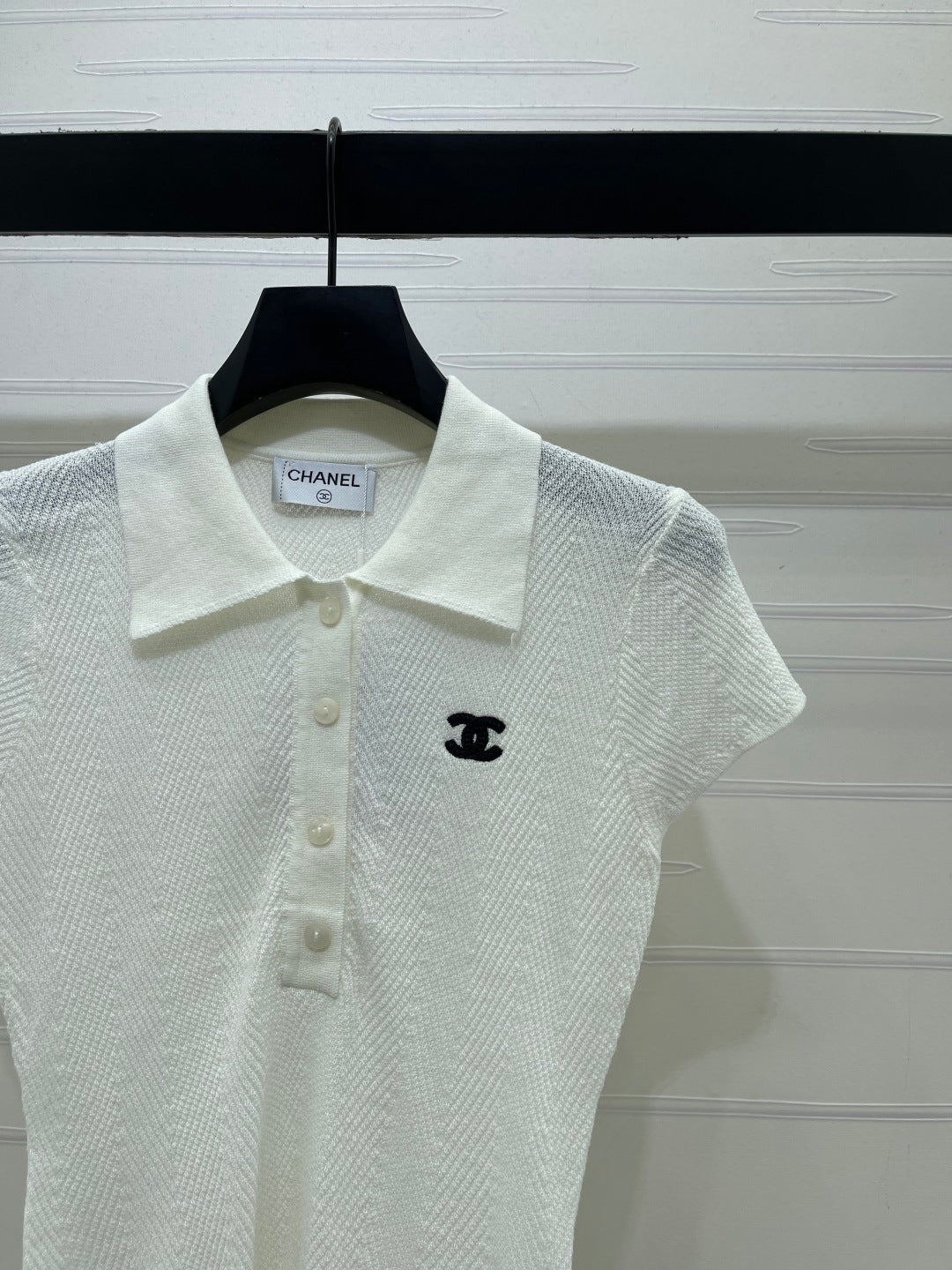 Chanel 2026 Collared Knit Short-Sleeve Shirt Tencel 677741