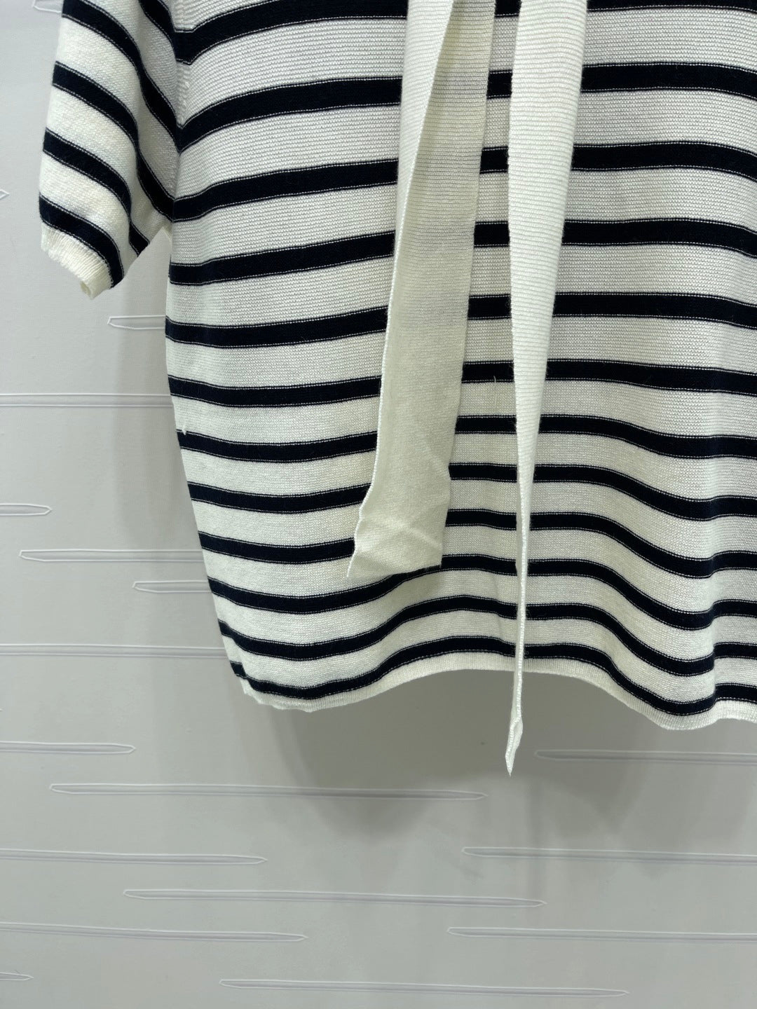 Chanel 2026 Shawl-Style Striped Knit Short-Sleeve Top Viscose 677747