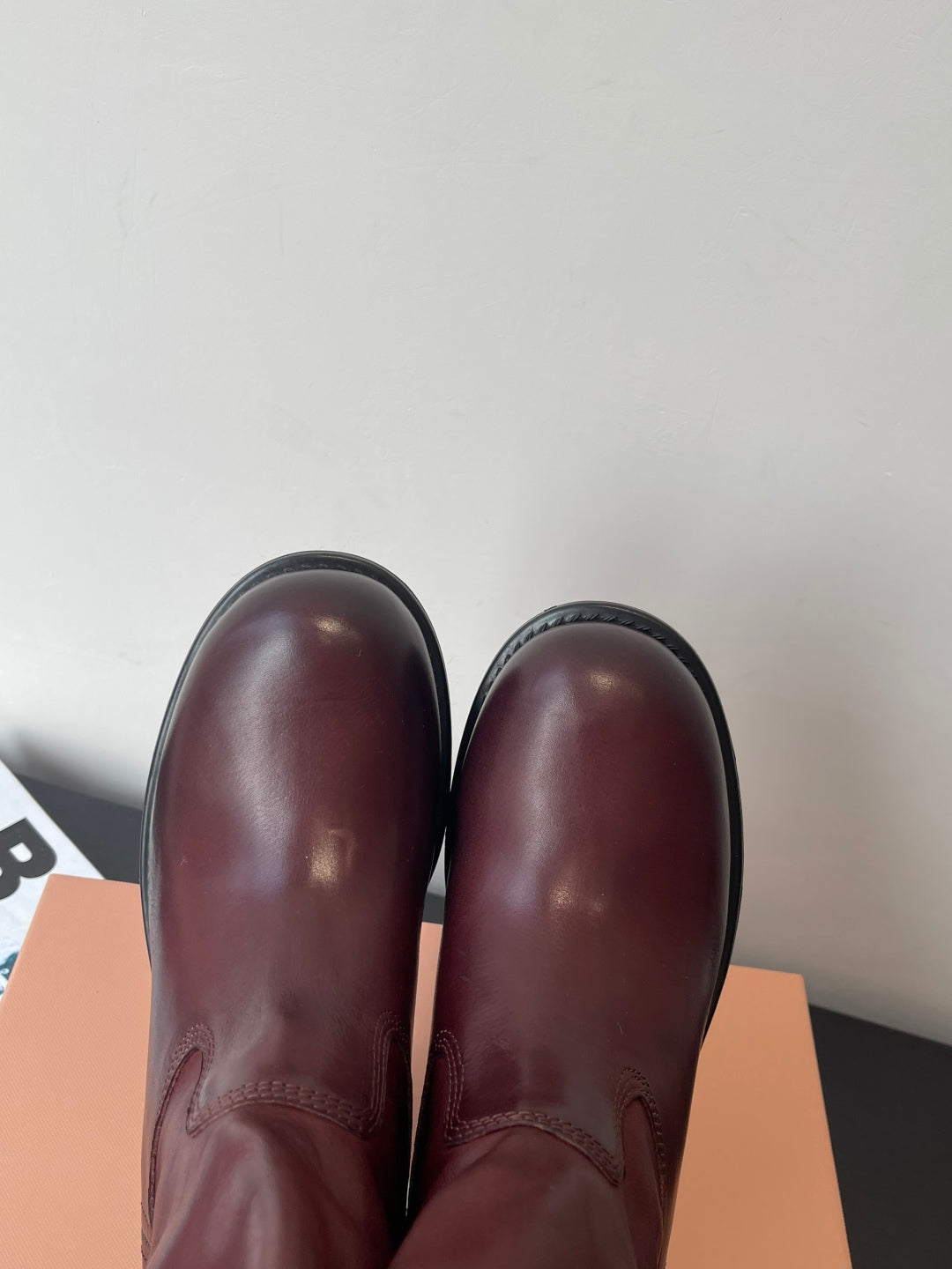 MiuMiu 26 heeled boots burgundy cowhide 521958