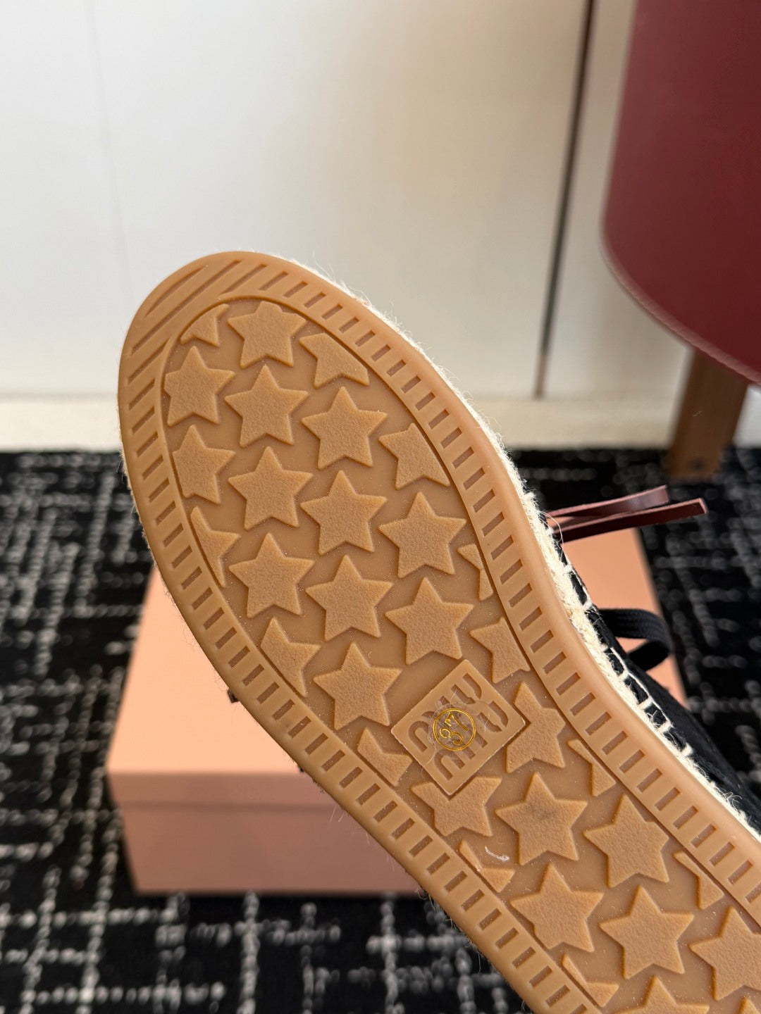 Miu Miu 2026 Espadrille Sneaker Black Suede Woven 621336