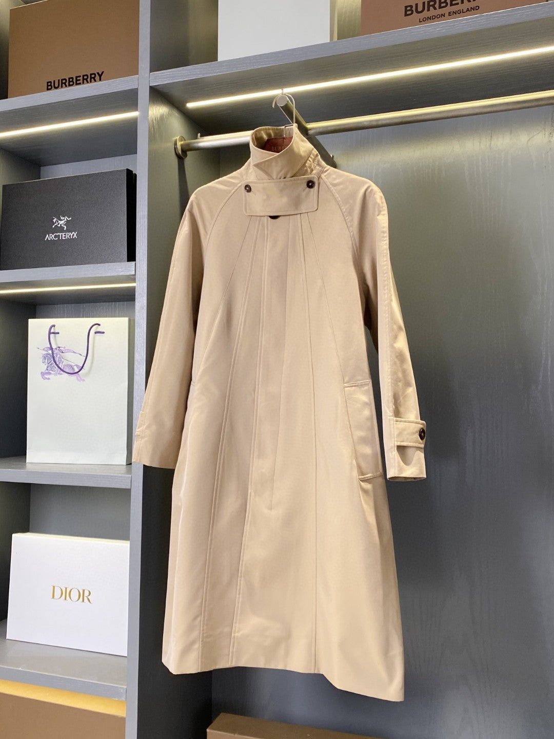 Bur 25 Long Coat Beige Cotton Twill 238405