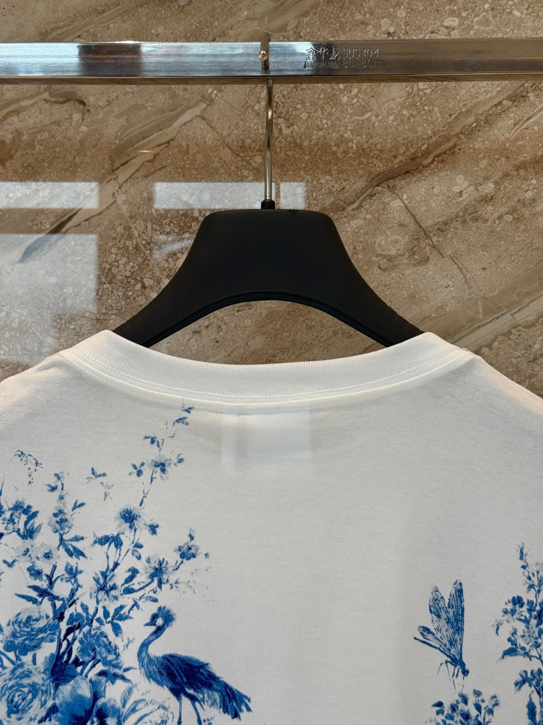 Dior 2026 Blue Floral and Bird Print Short-Sleeve T-Shirt Cotton 415774