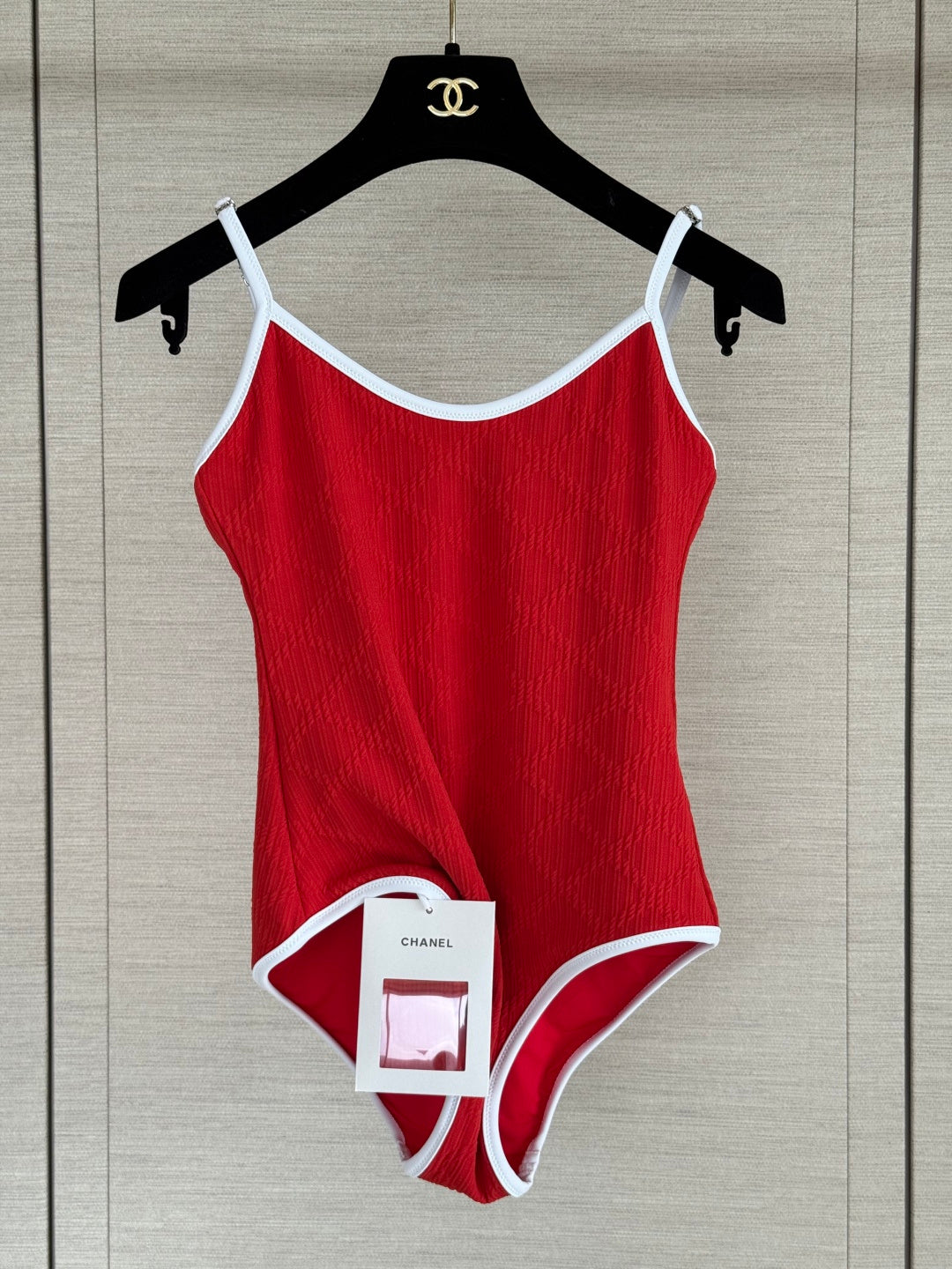 Chanel 2026 Swimsuit Red White Cotton 677485