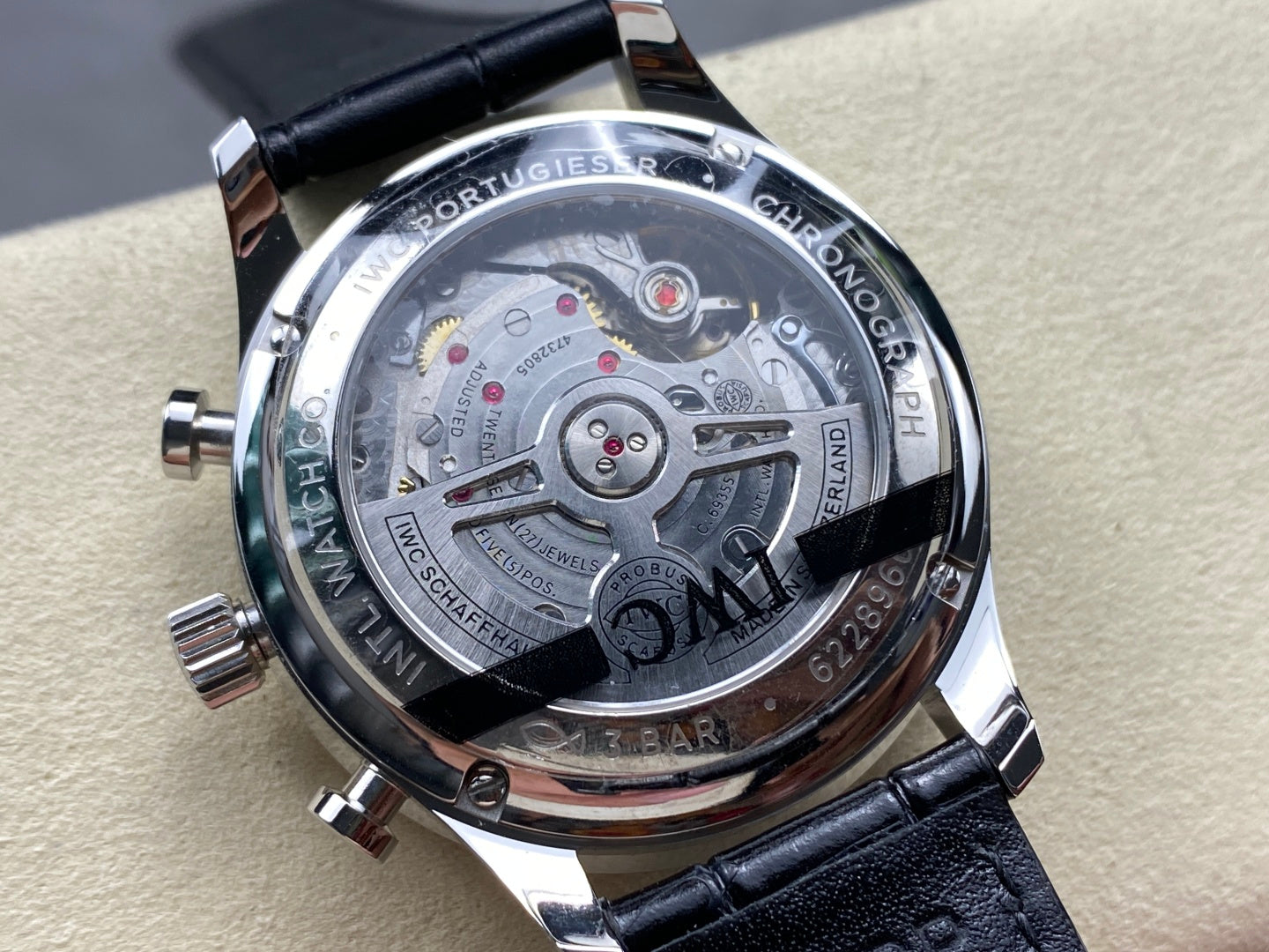 IWC Portuguese 41mm Green Dial Steel Case Black Leather