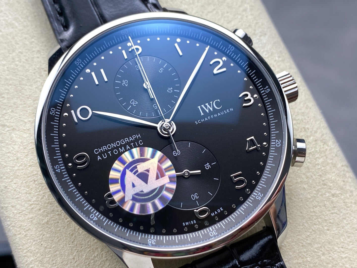 IWC Portuguese 41mm Black Dial Steel Case Leather