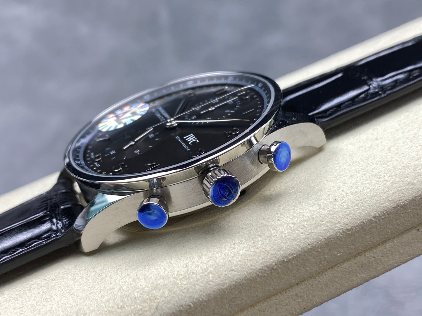 IWC Portuguese 41mm Black Dial Steel Case Leather