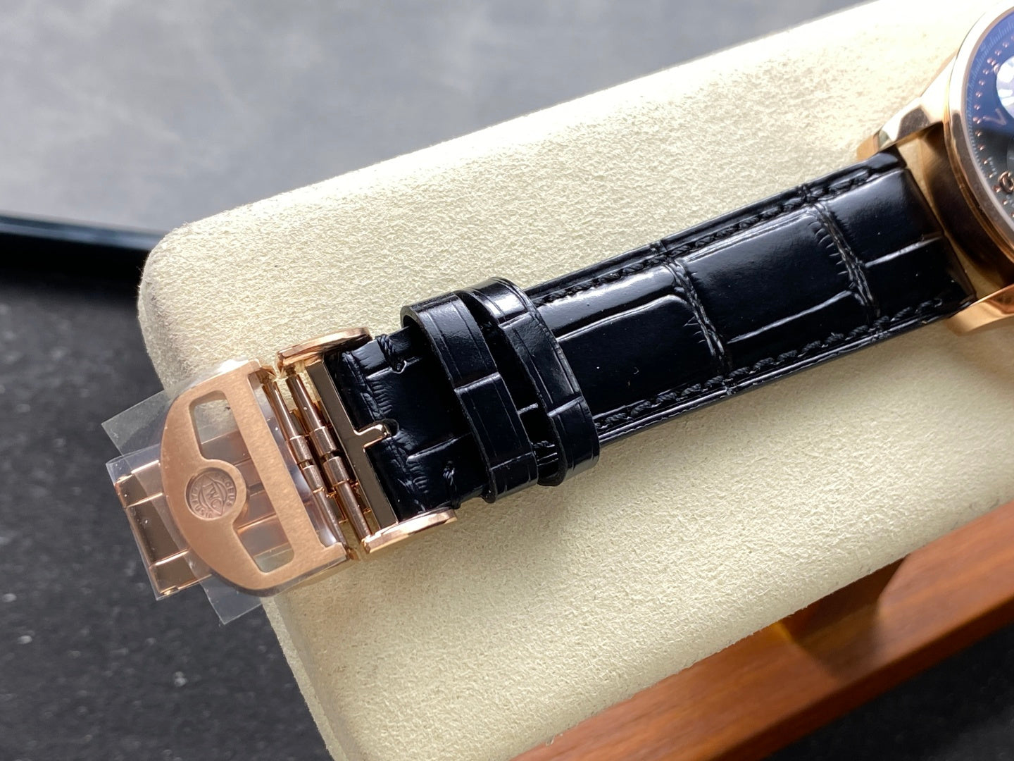 IWC Portuguese 41mm Dark Gray Dial Pink Gold Case Leather Strap