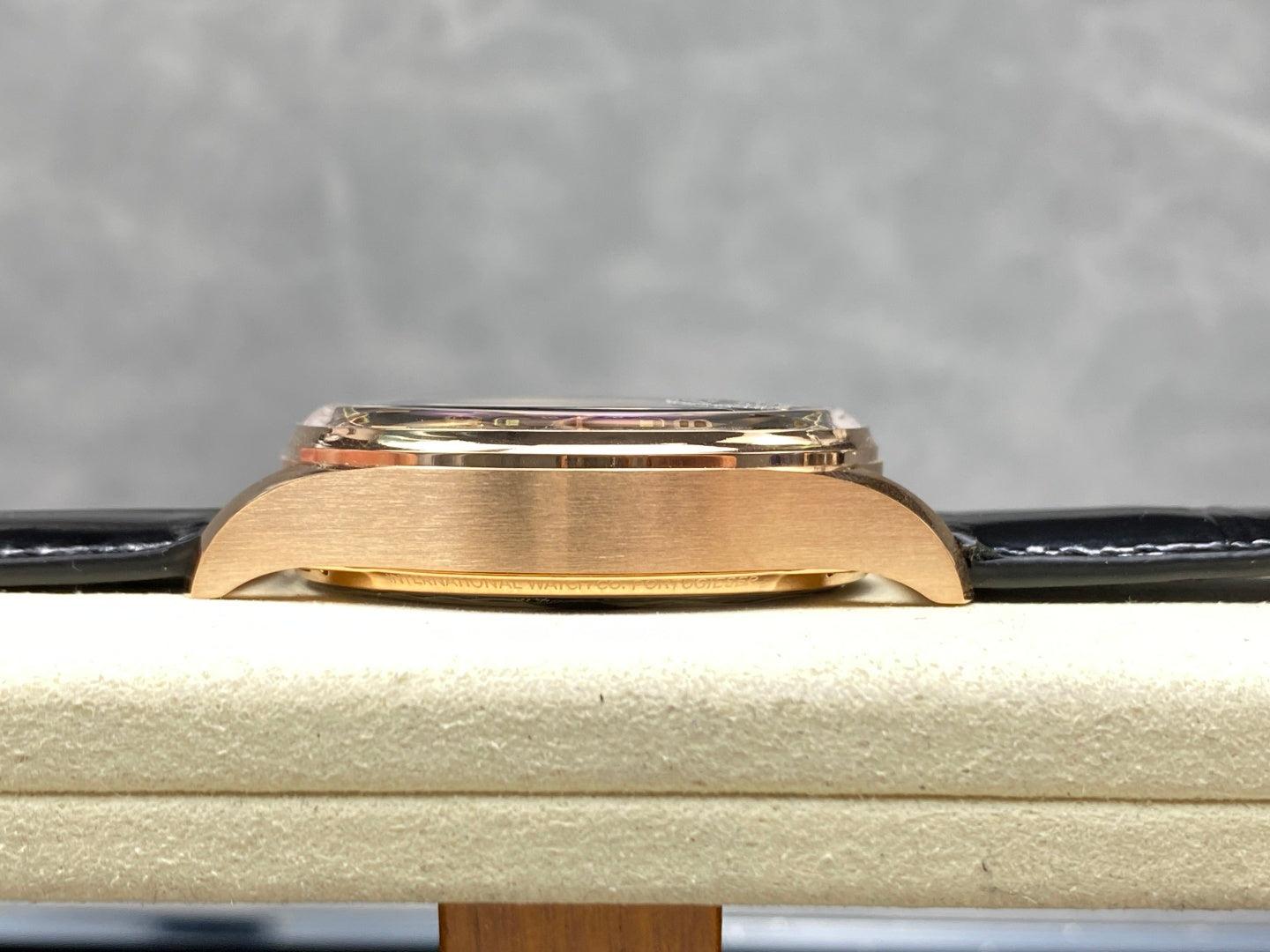 IWC Portuguese 42.4mm Black Dial Pink Gold Case Leather