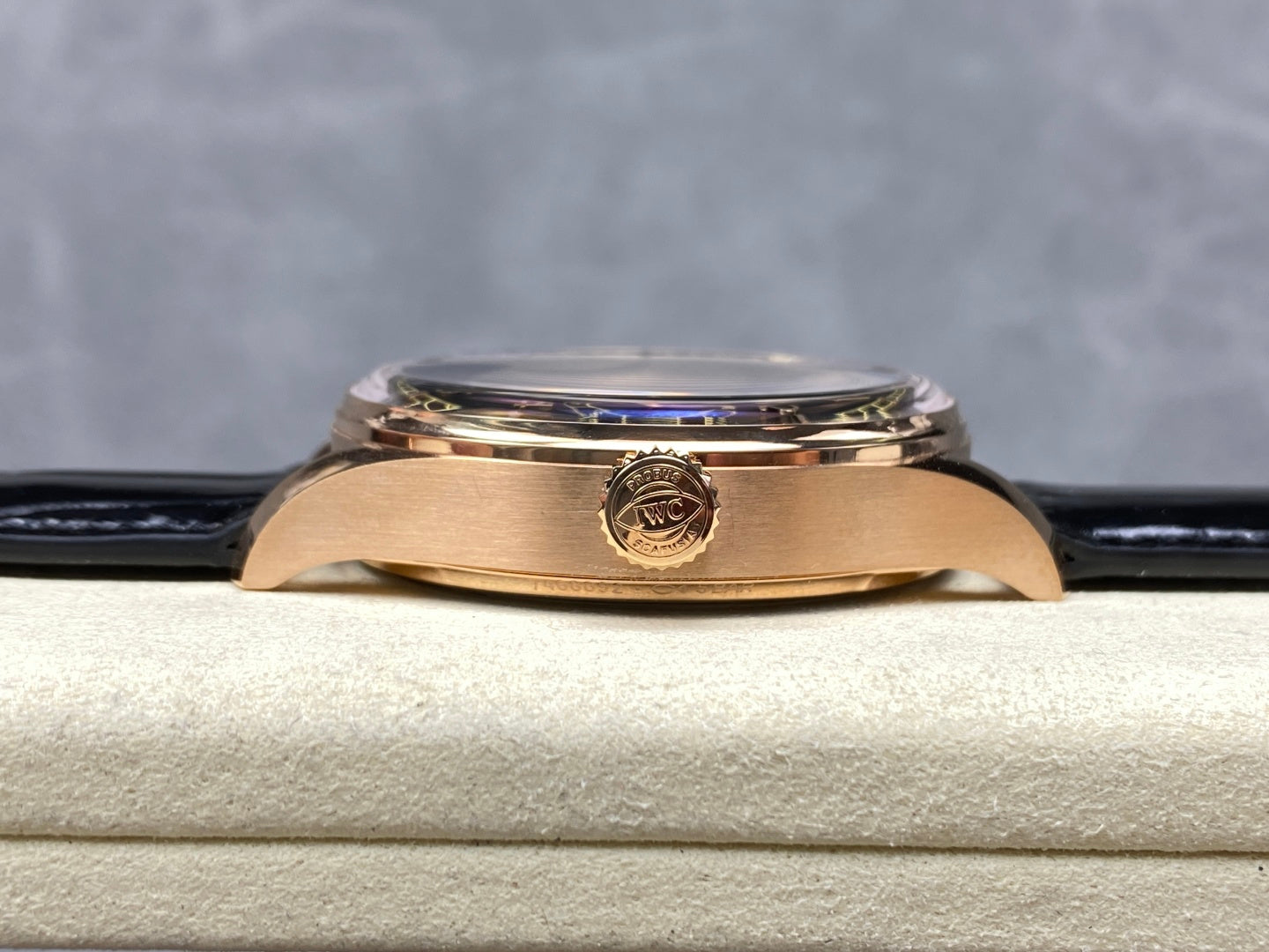 IWC Portuguese 42.4mm Black Dial Pink Gold Case Leather