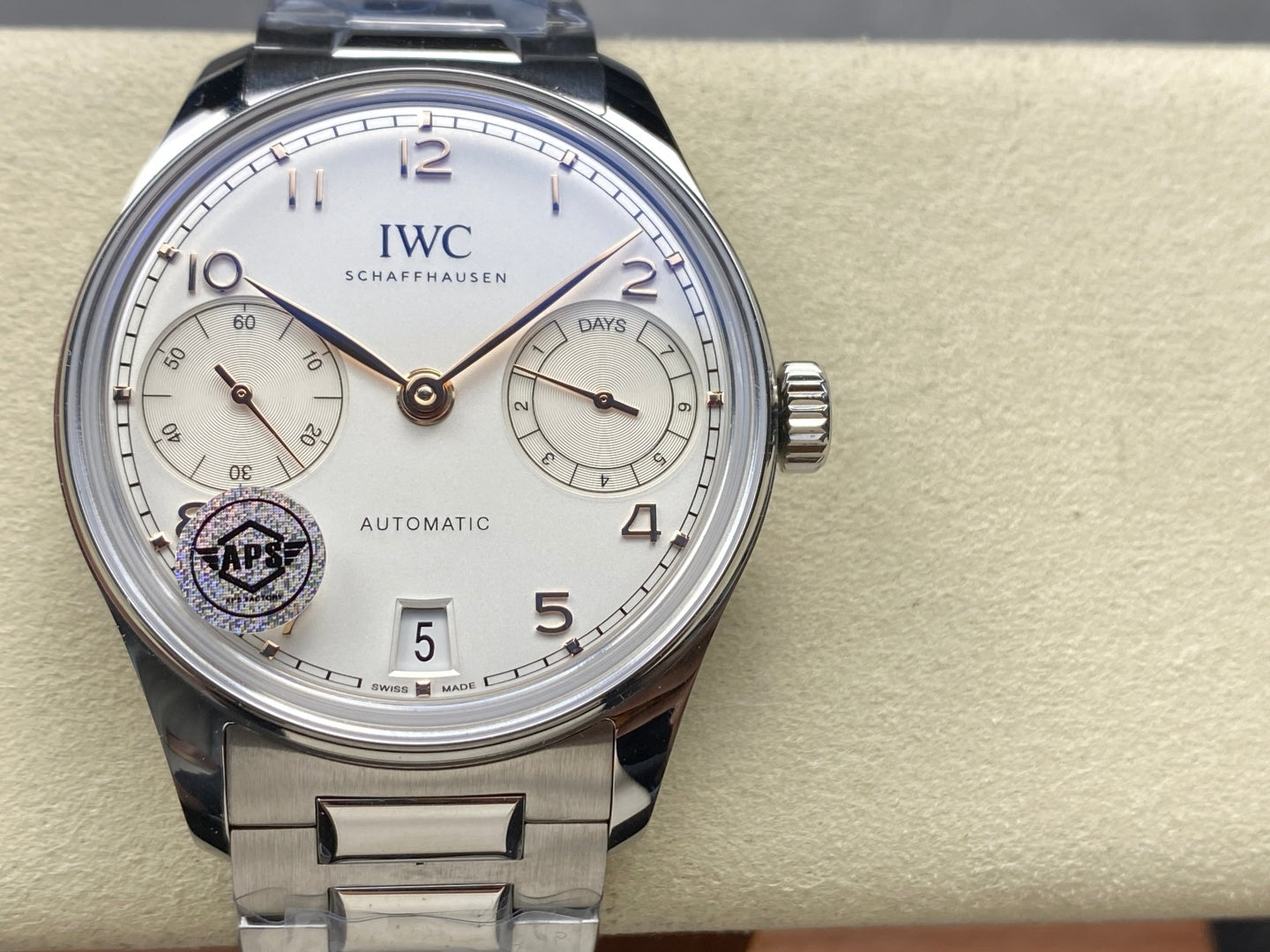 IWC Portuguese 42.4mm Cream Dial Steel Case Pink Gold Numerals