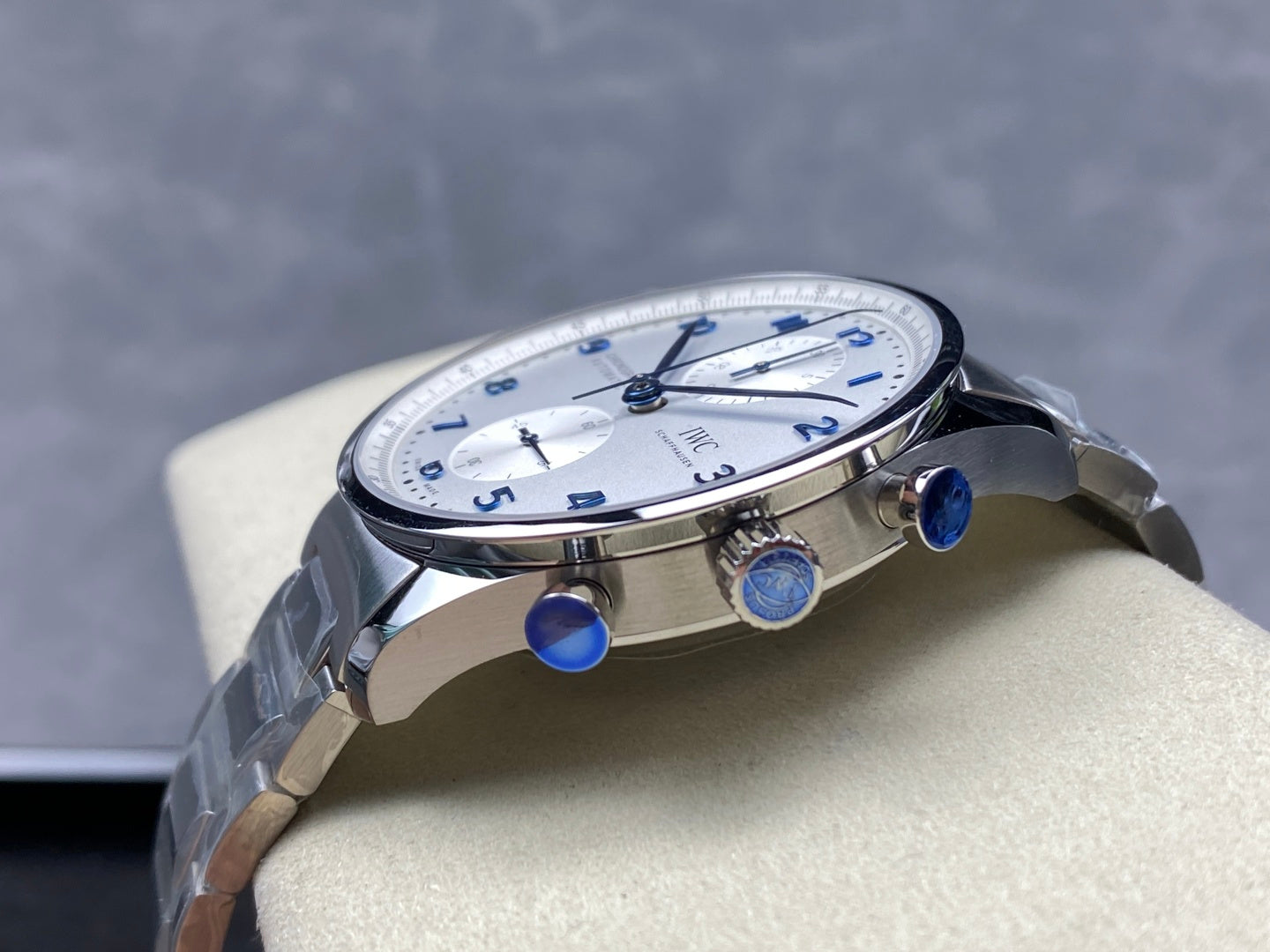 IWC Portuguese Silver 41mm Cream Dial Blue Numerals Steel Case