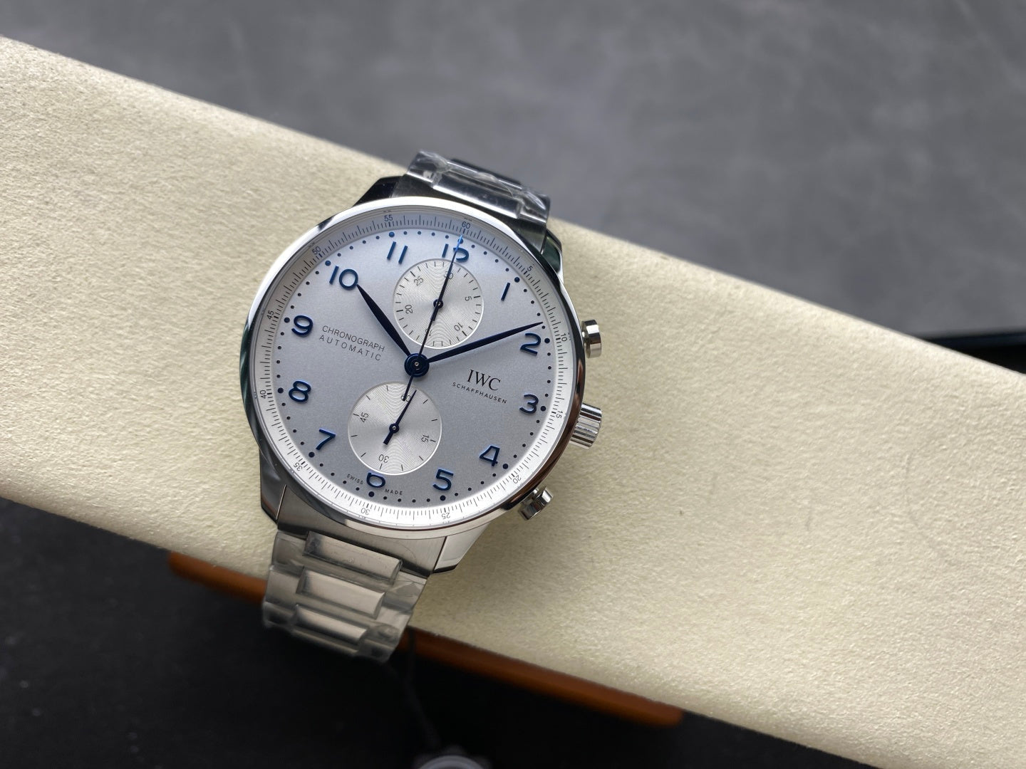 IWC Portuguese Silver 41mm Cream Dial Blue Numerals Steel Case