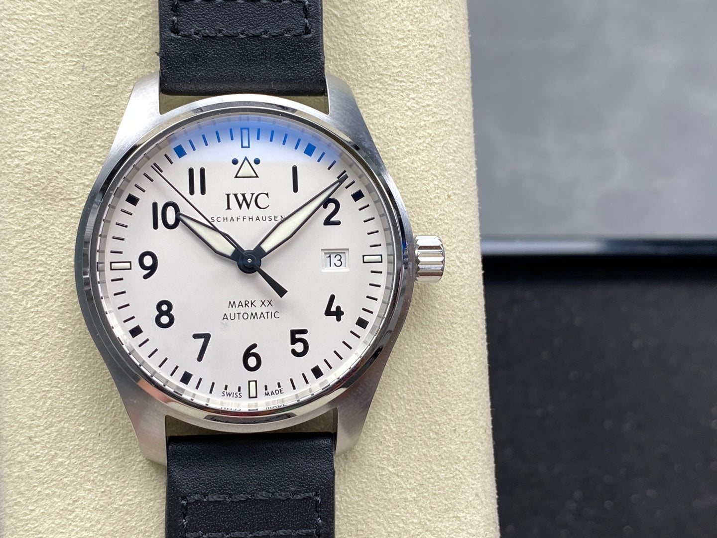 IWC Pilot 40mm Cream Dial Steel Case Black Leather Strap