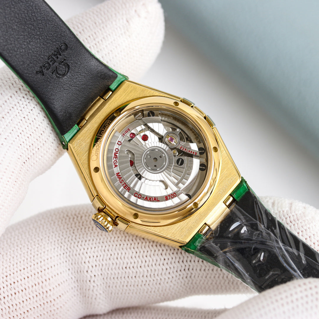 Omega Constellation 29mm Diamond Bezel Leather