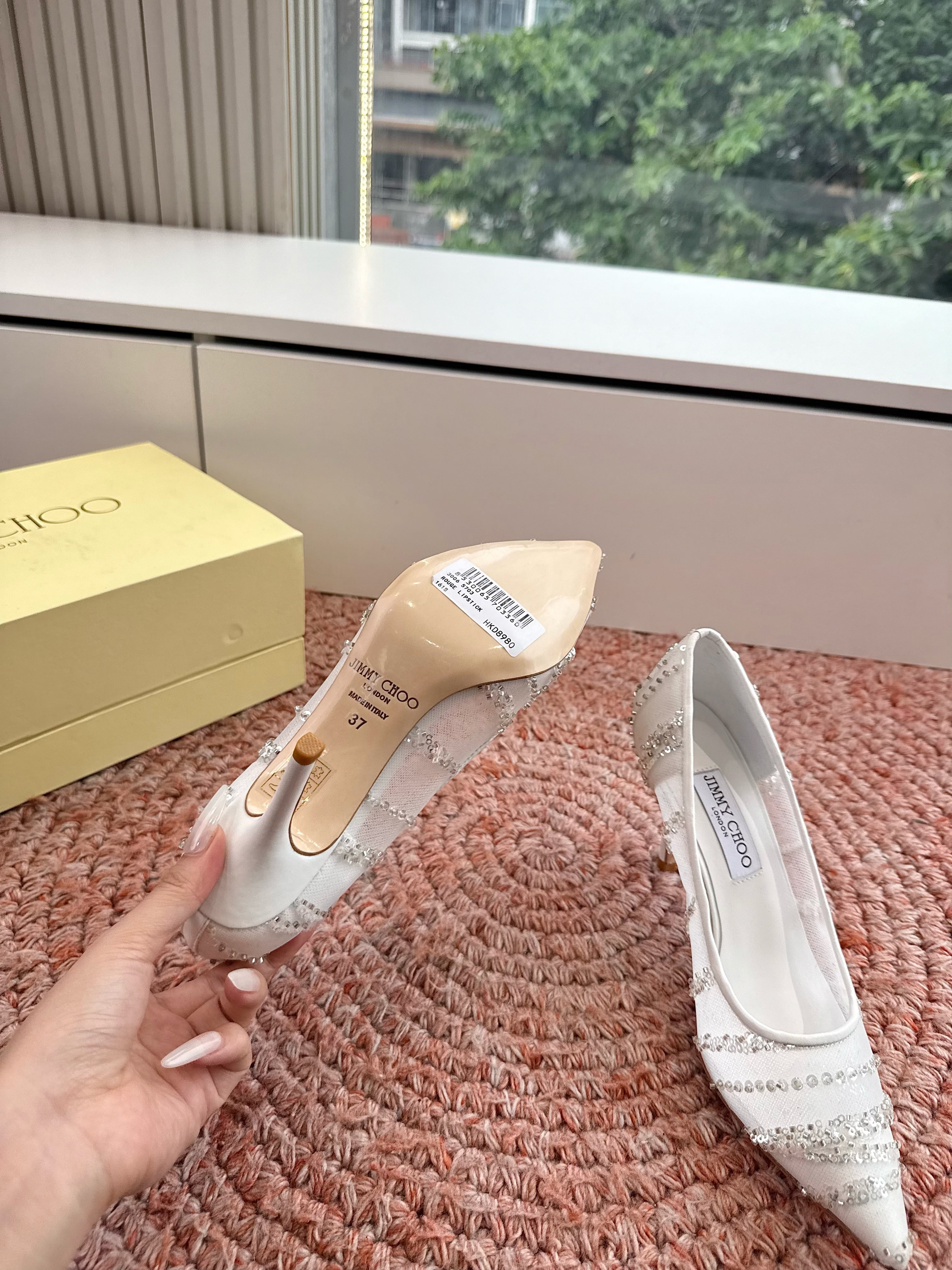 Jimmy Choo 2026 Pointed-Toe Pumps 85mm Sequined Mesh 916797