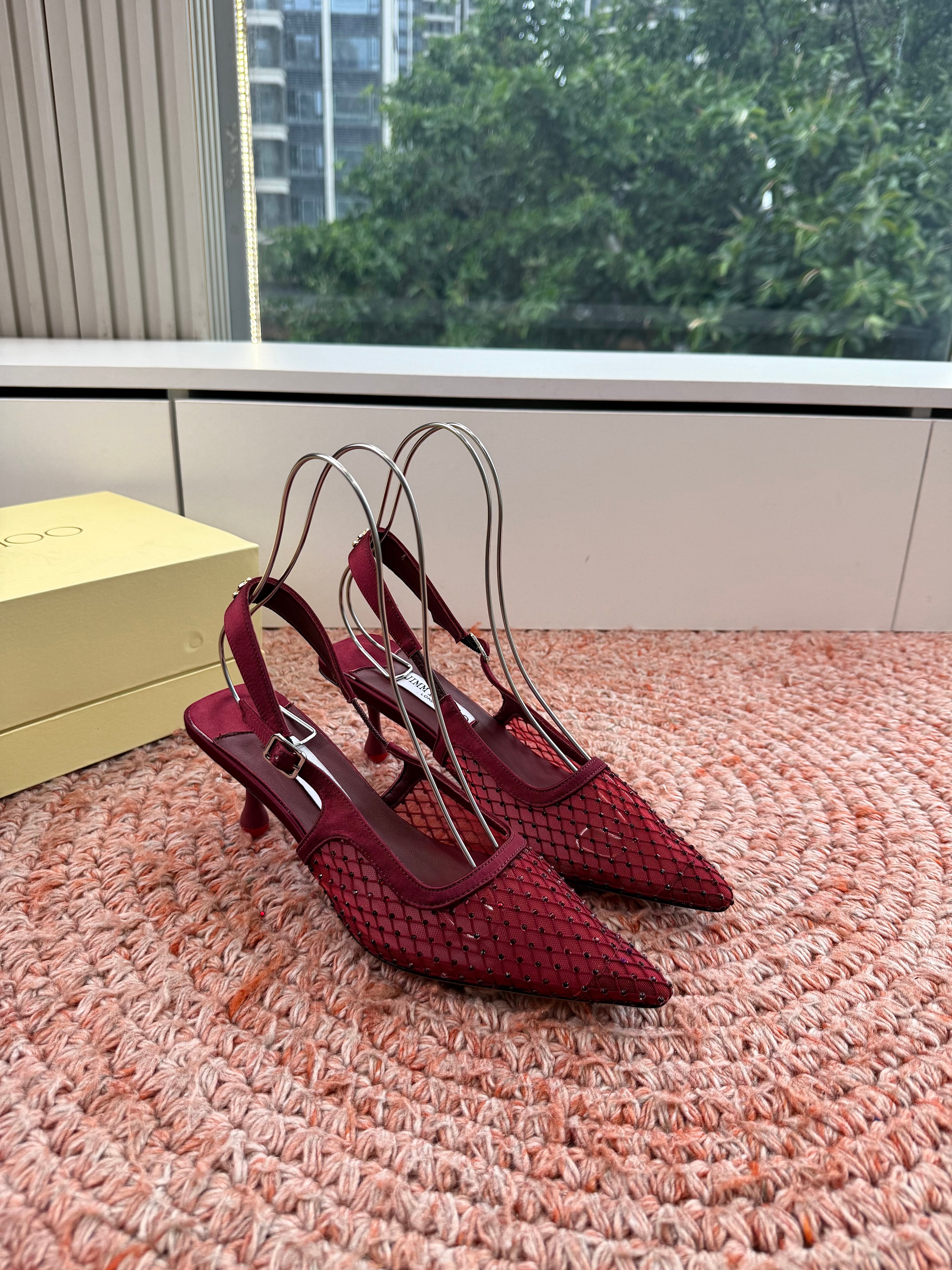 Jimmy Choo 2026 Amel Crystal-Embellished Slingback 50mm Silk 916780