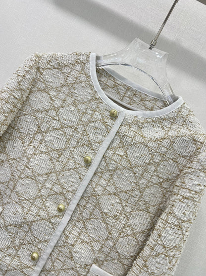 CD 25 Round Neck Jacket Beige Cotton Nylon Acrylic