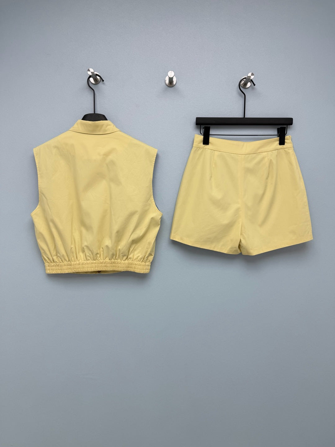 Miumiu 2026 Vest and Skirt Set Pale Yellow Polyester