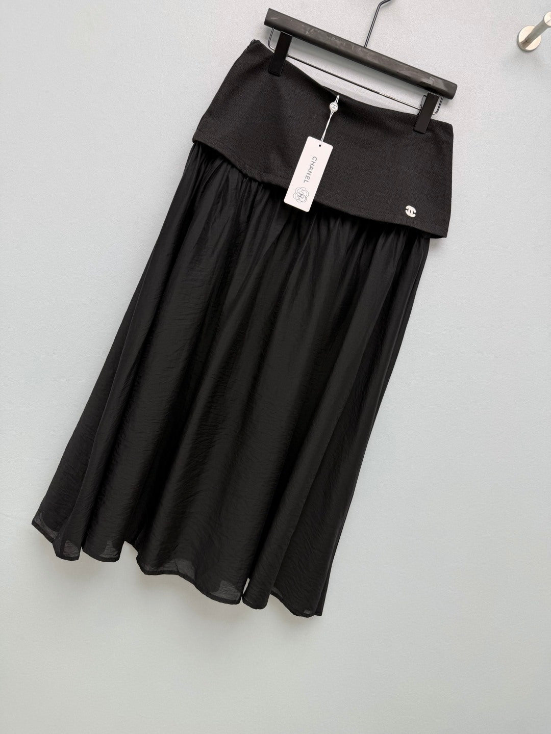Chanel 2026 Double C Embroidered Patchwork Gauze Skirt Cotton 408887