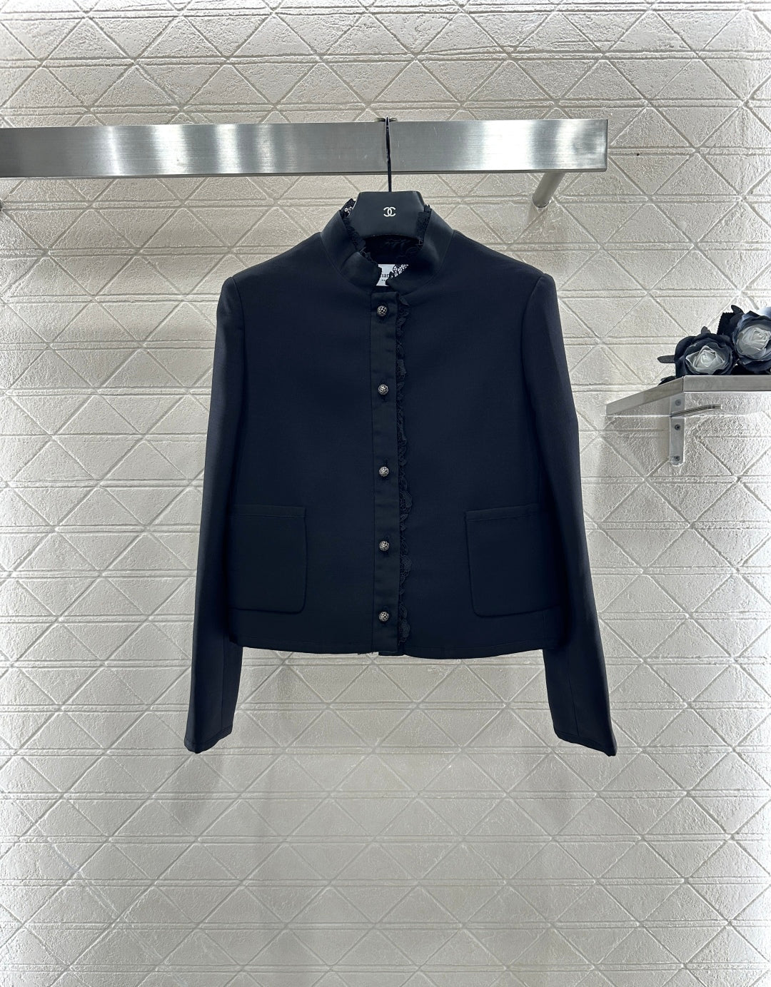 CD 25 Floral Embroidered Lapel Blazer Wool And Silk