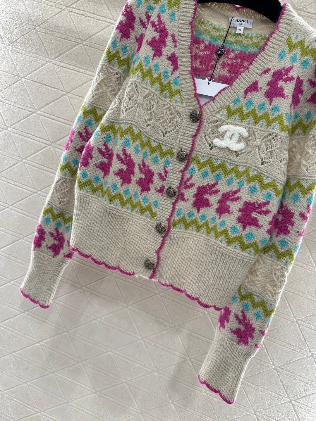 CC 26 Striped Jacquard Knit Cardigan Multicolor Wool Cashmere 331700