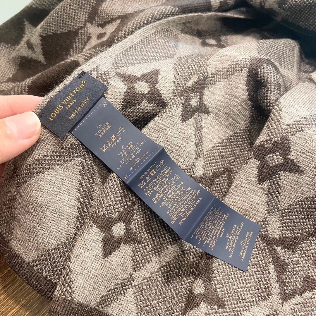 LV Scarf 200cm Brown Cashmere 968476