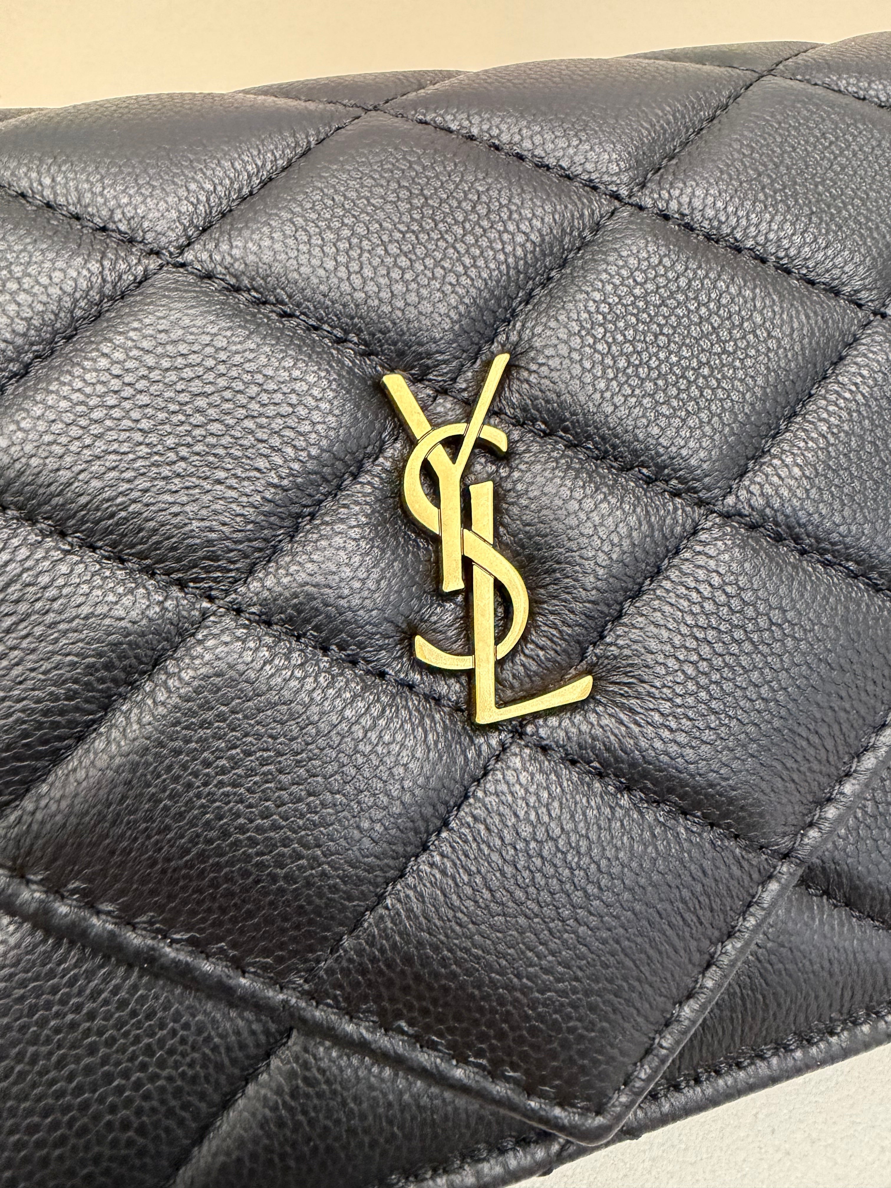 YSL 2026 Saint Laurent Paris Chain Wallet 20cm Black Calfskin