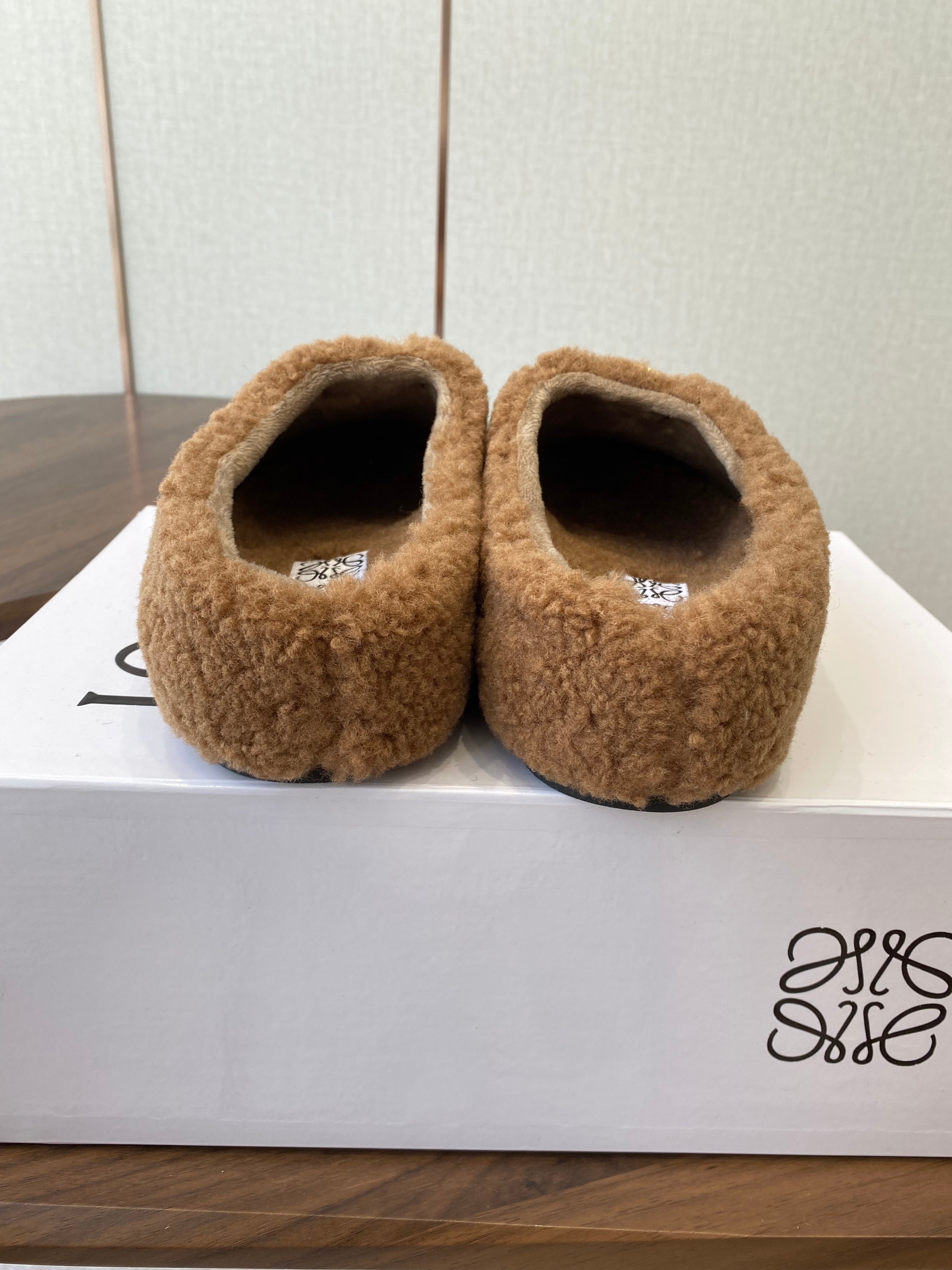 Loewe Birkenstock slippers brown wool 477792