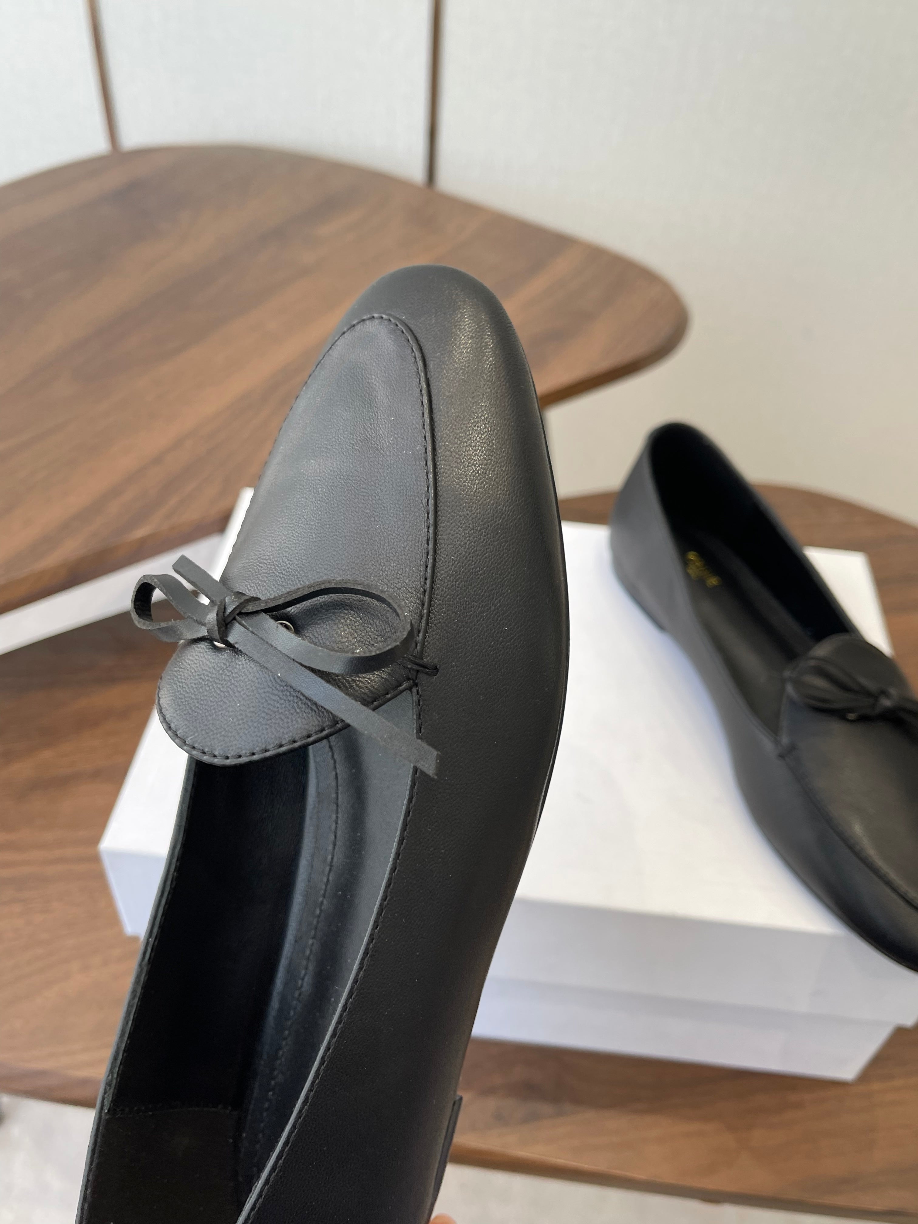 Celine 26 Loafers Black Sheepskin 624695