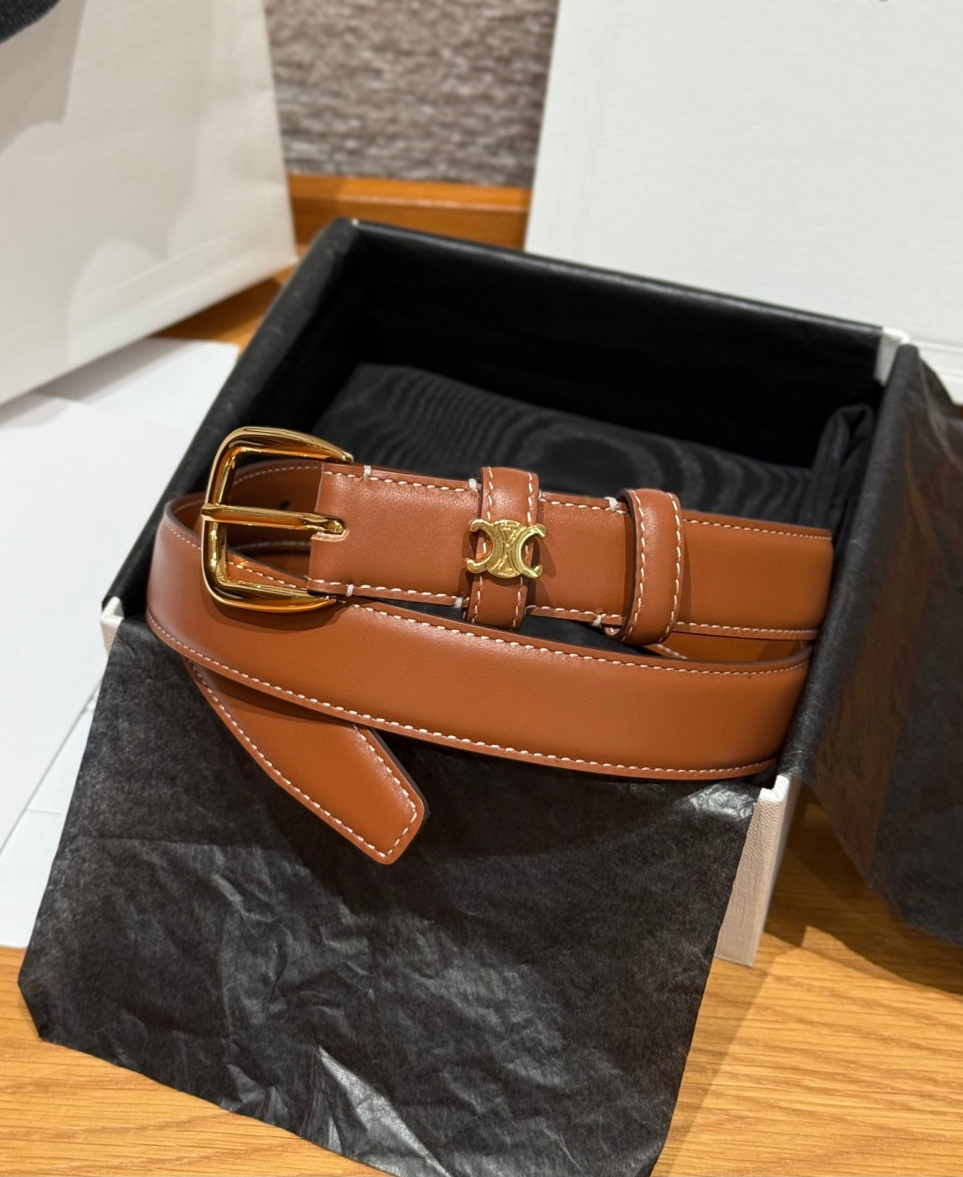 Celine 2026 Vivenne Belt 2.5cm Taurillon Leather