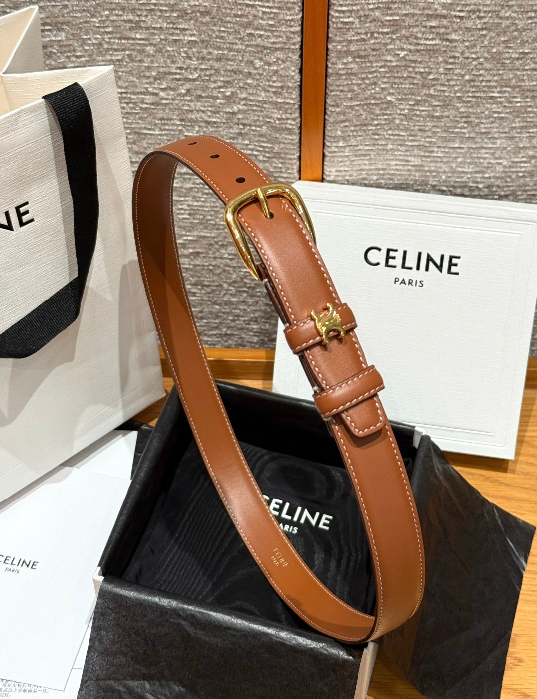 Celine 2026 Vivenne Belt 2.5cm Taurillon Leather