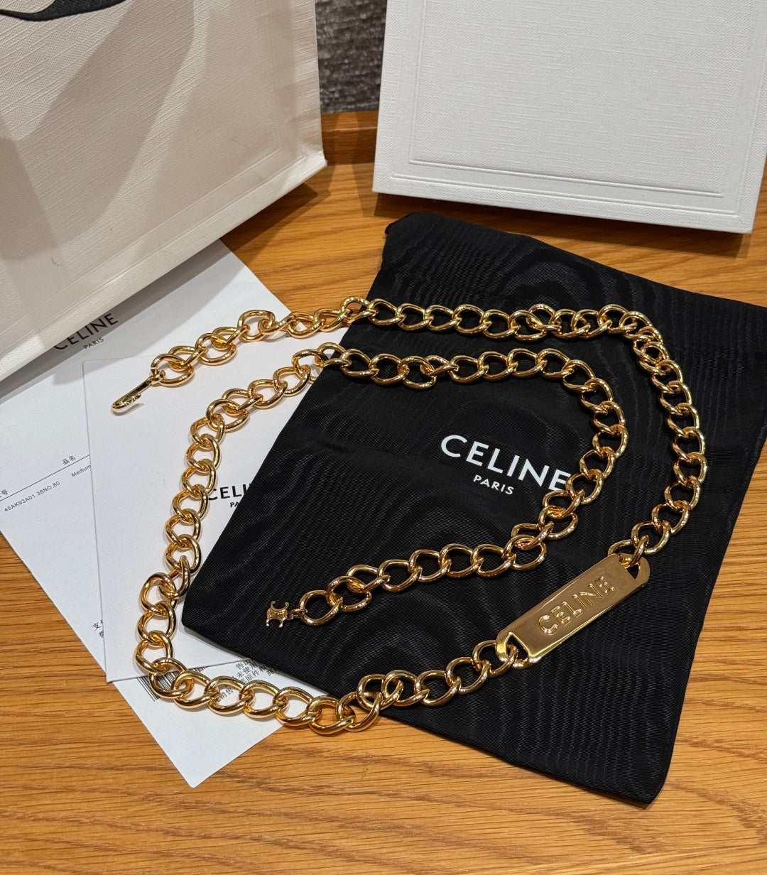 Celine 2026 Gold Nameplate Chain Belt