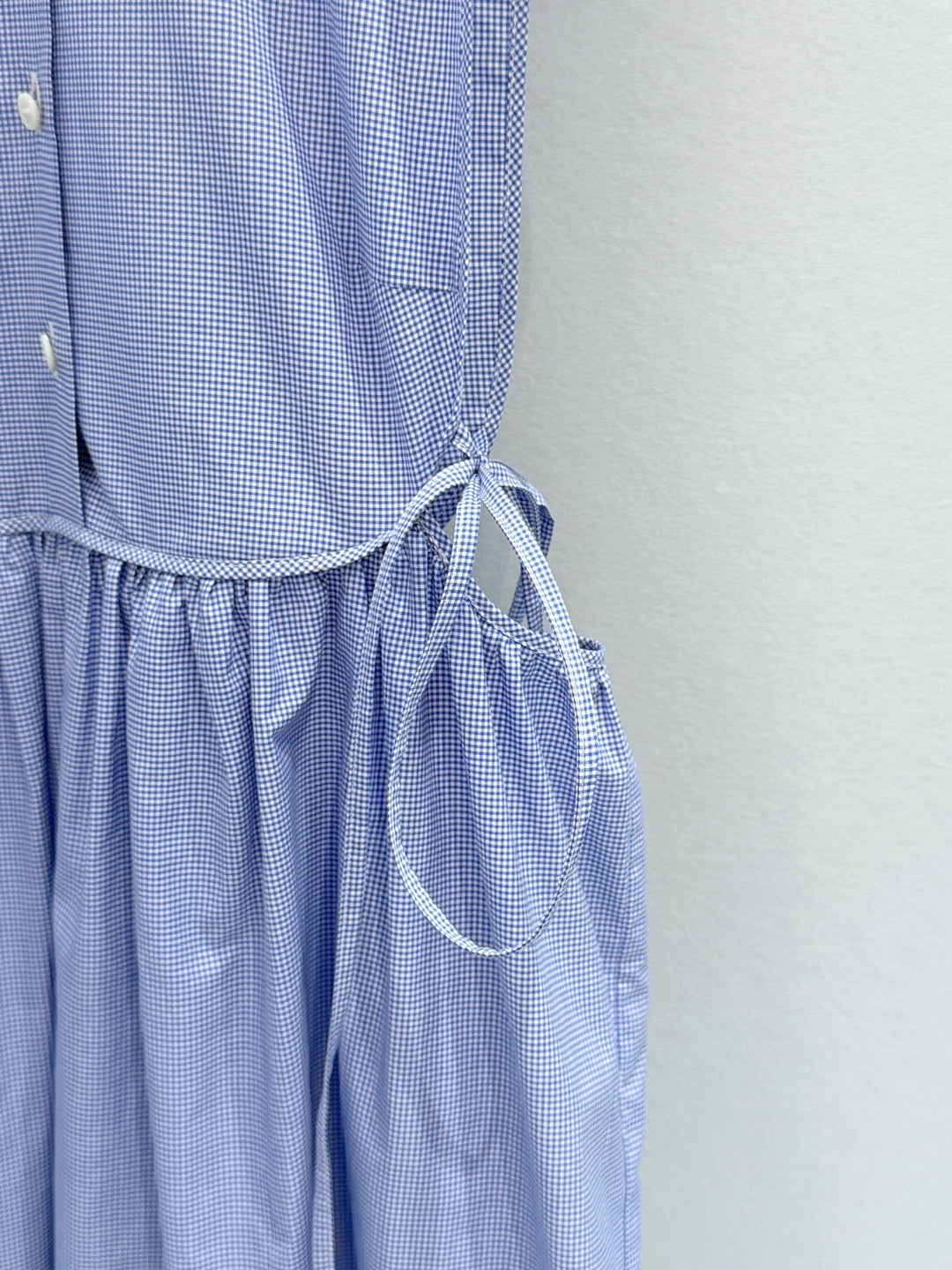 Miu Miu 2026 Plaid Sleeveless Dress Blue Cotton