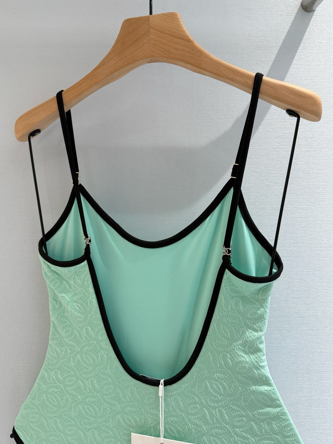Chanel 2026 One-piece Swimsuit Mint Green mix Black Cotton 650604